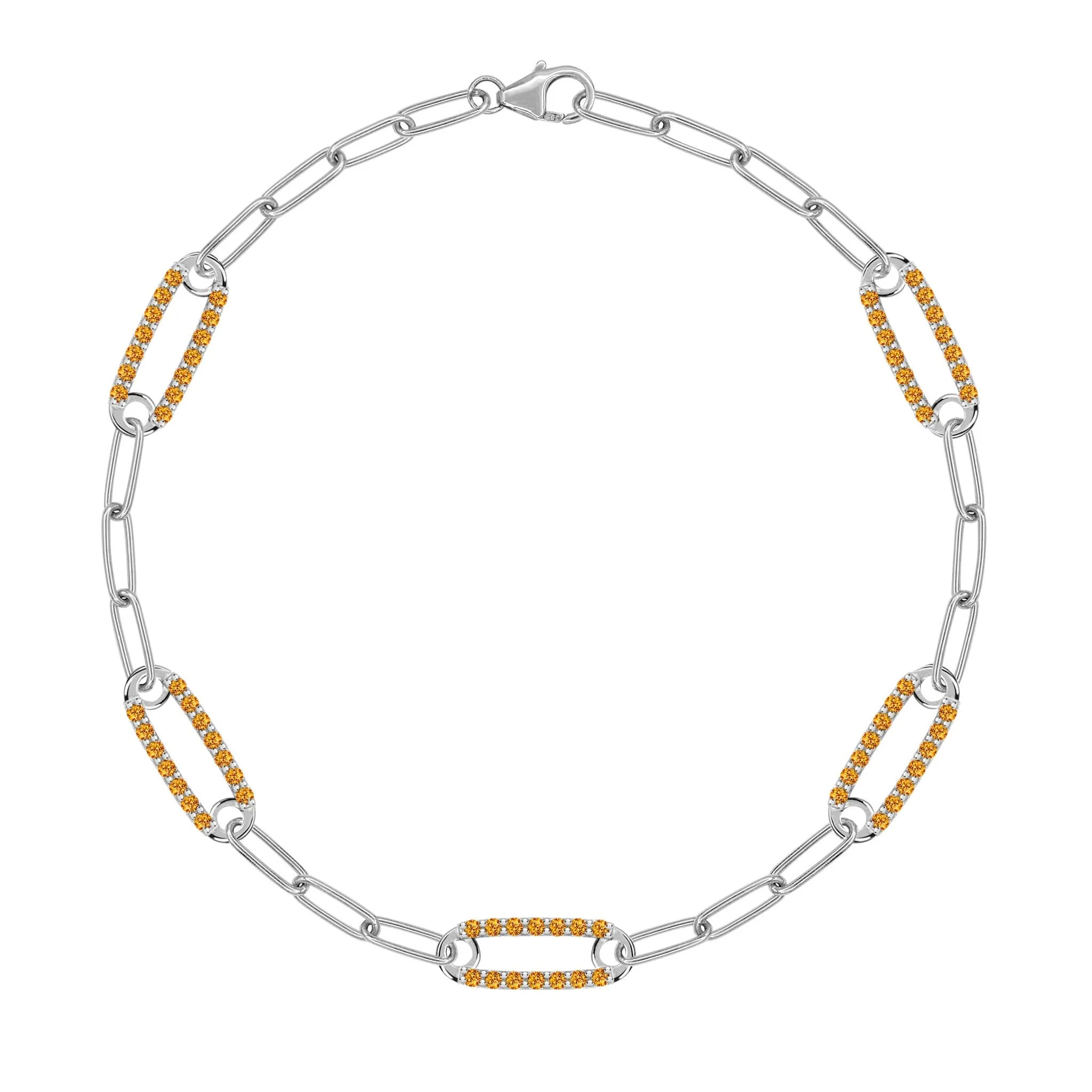 Adelaide 5 Pavé Citrine Link Bracelet in 14k Gold (November) - Image 8