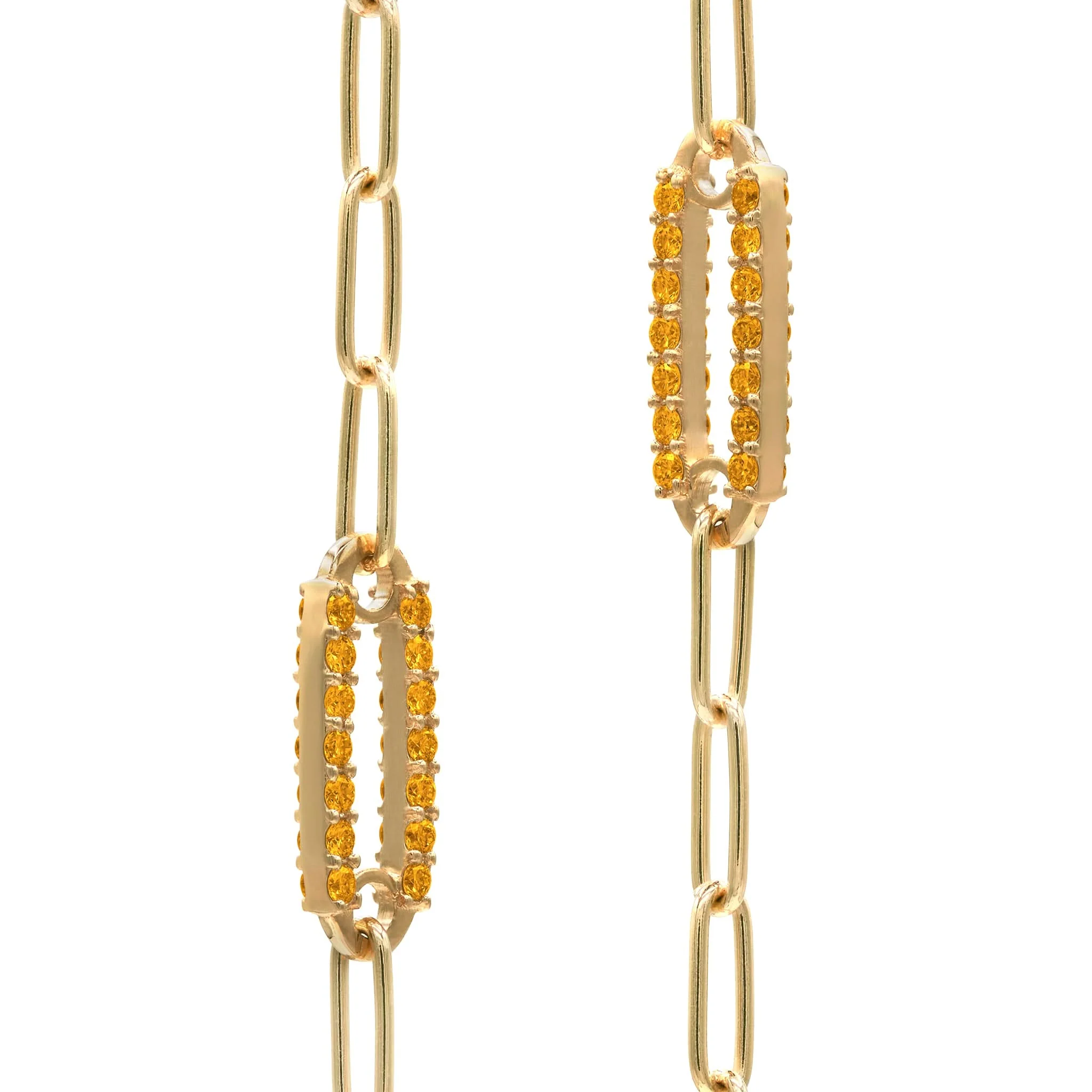 Adelaide 5 Pavé Citrine Link Necklace in 14k Gold (November) - Image 4