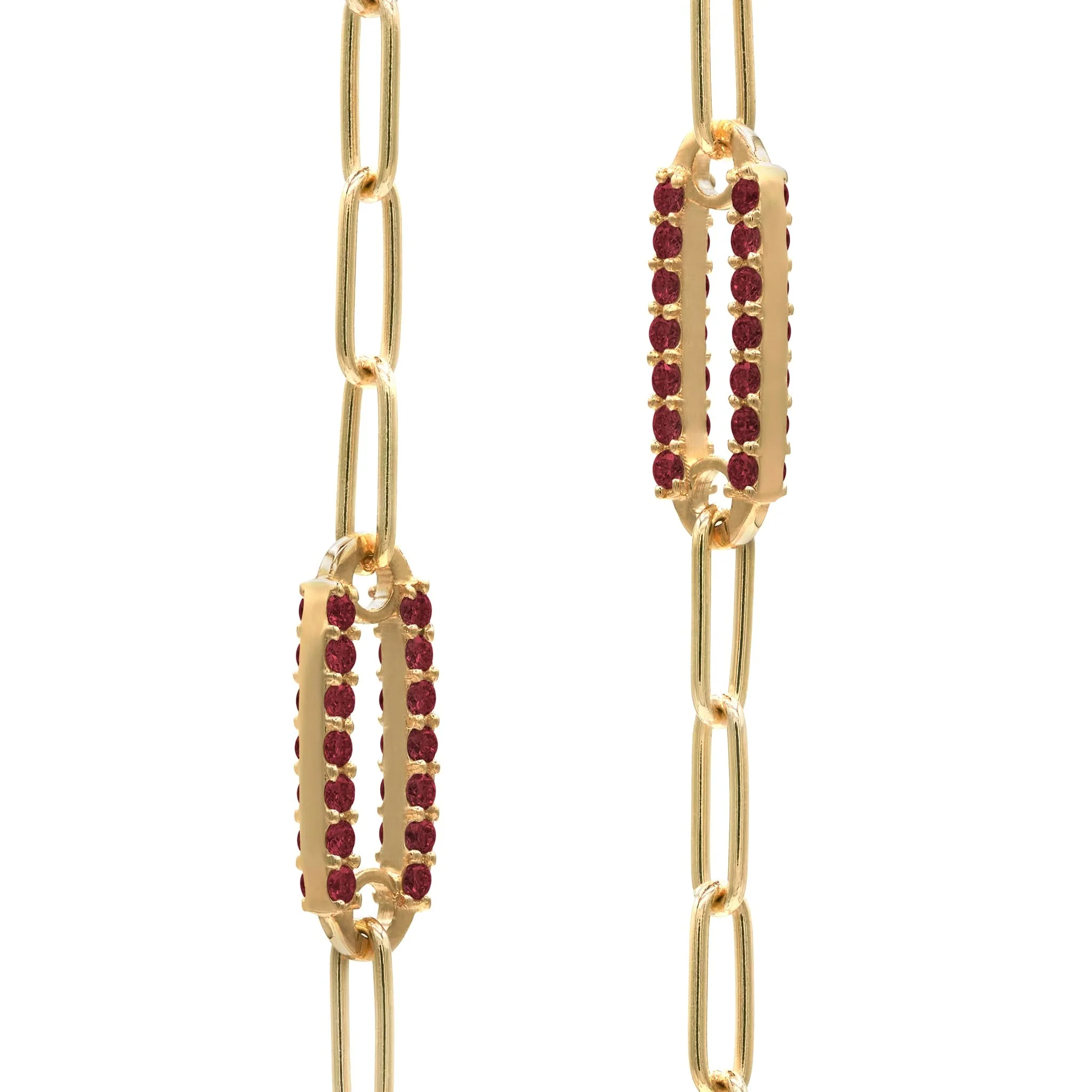 Adelaide 5 Pavé Garnet Link Necklace in 14k Gold (January) - Image 4
