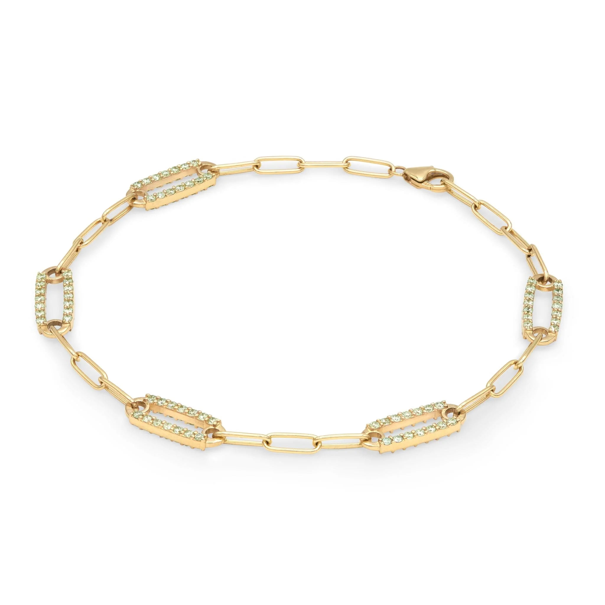 Adelaide 5 Pavé Peridot Link Bracelet in 14k Gold (August) - Image 5