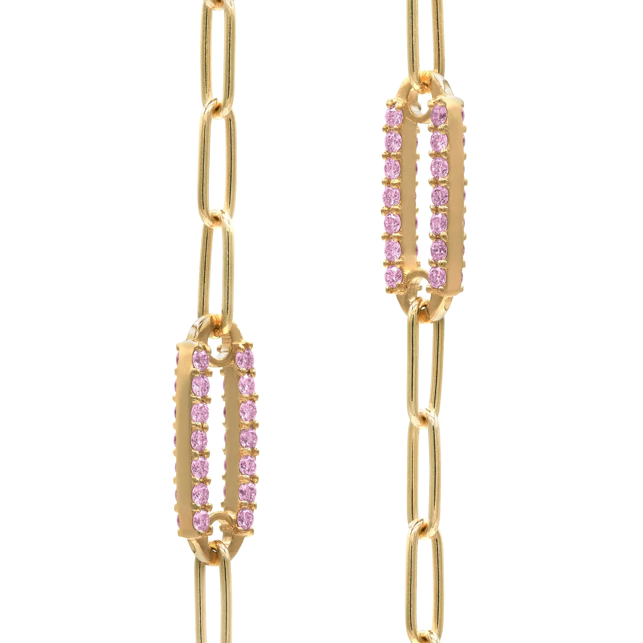 Adelaide 5 Pavé Pink Sapphire Link Bracelet in 14k Gold (October) - Image 4
