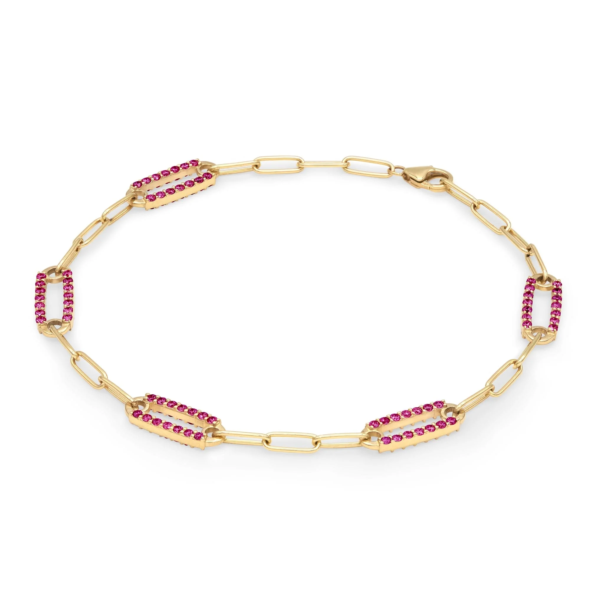 Adelaide 5 Pavé Ruby Link Bracelet in 14k Gold (July) - Image 5