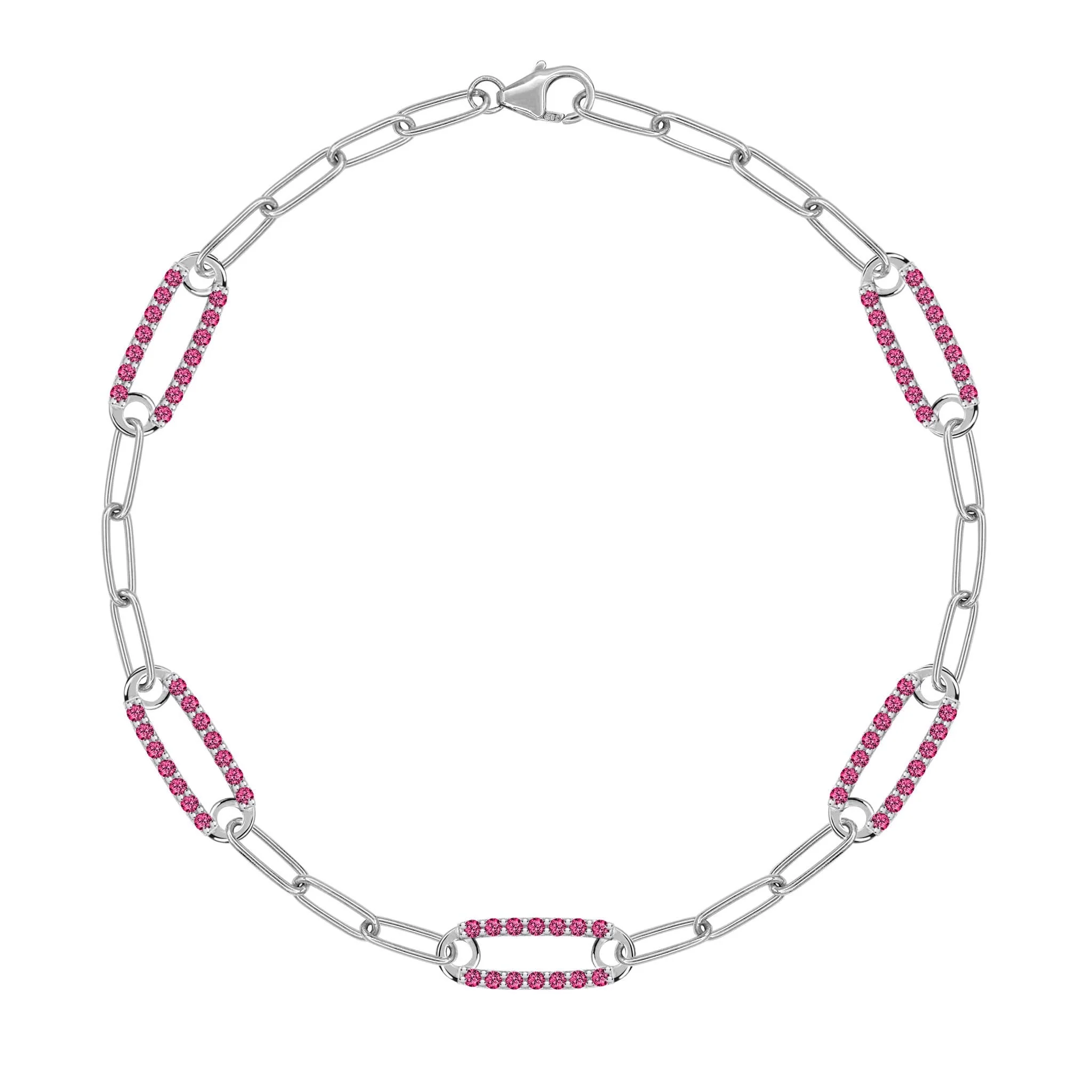 Adelaide 5 Pavé Ruby Link Bracelet in 14k Gold (July) - Image 8