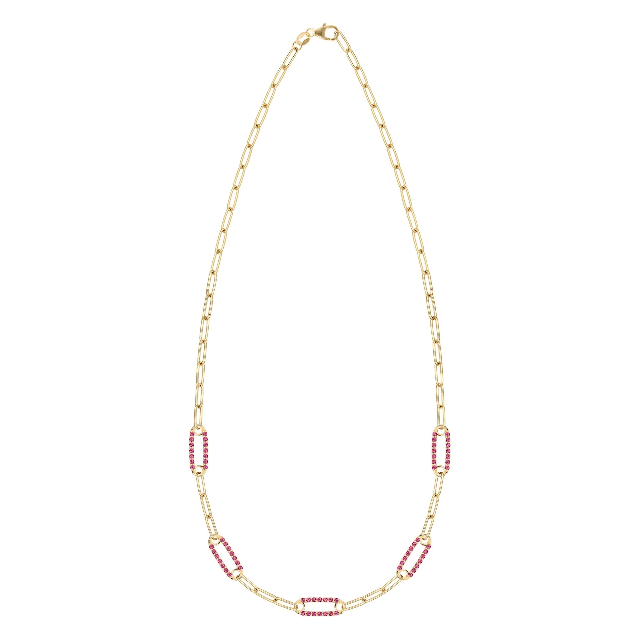 Adelaide 5 Pavé Ruby Link Necklace in 14k Gold (July) - Image 5