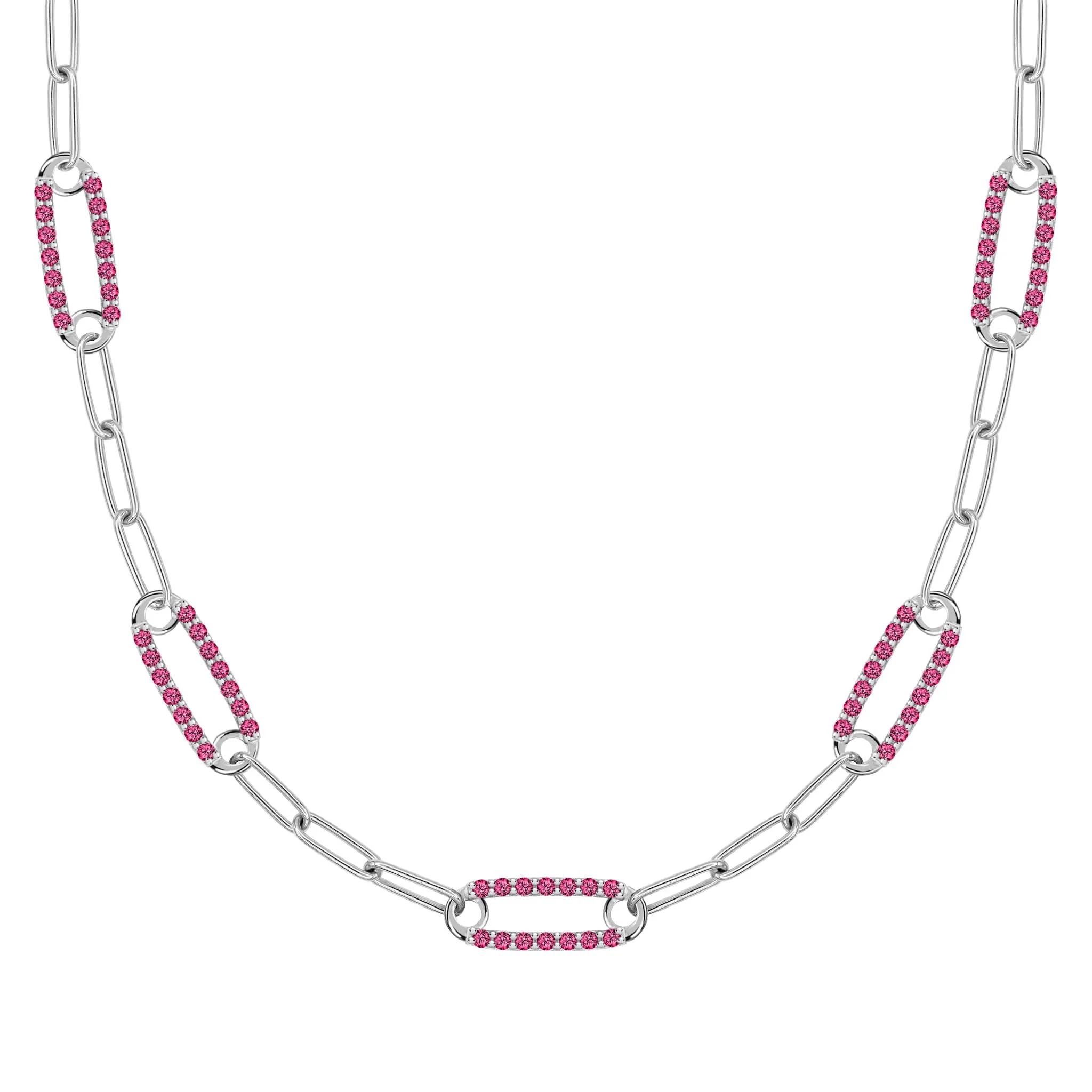 Adelaide 5 Pavé Ruby Link Necklace in 14k Gold (July) - Image 8