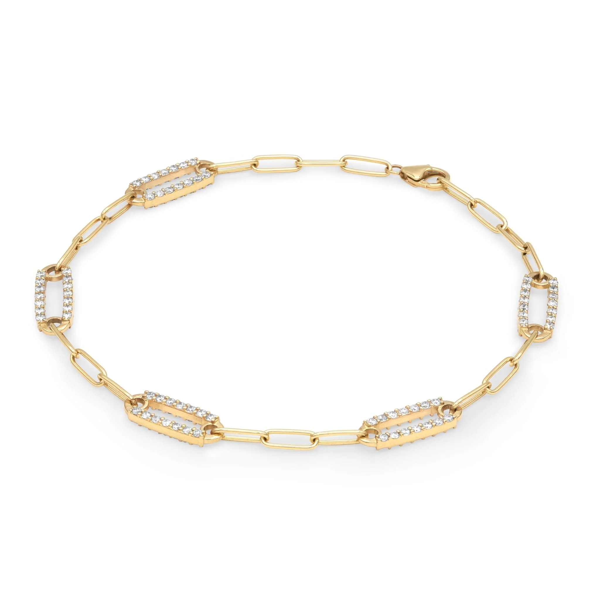 Adelaide 5 Pavé White Topaz Link Bracelet in 14k Gold (April) - Image 5