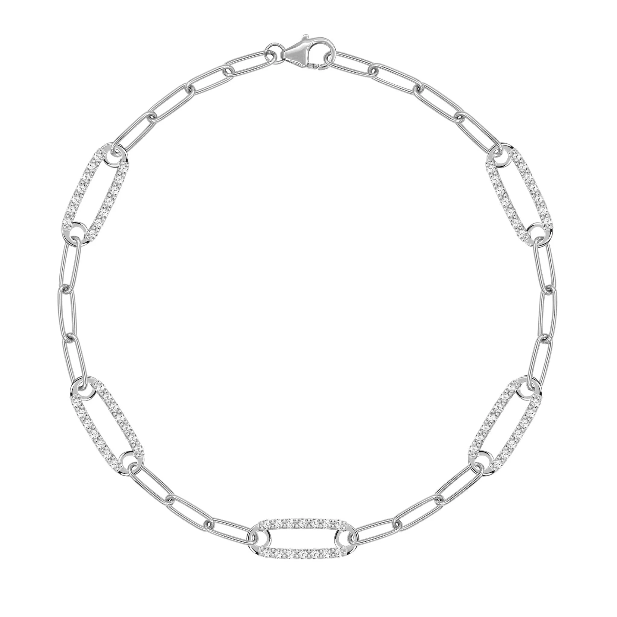 Adelaide 5 Pavé White Topaz Link Bracelet in 14k Gold (April) - Image 8