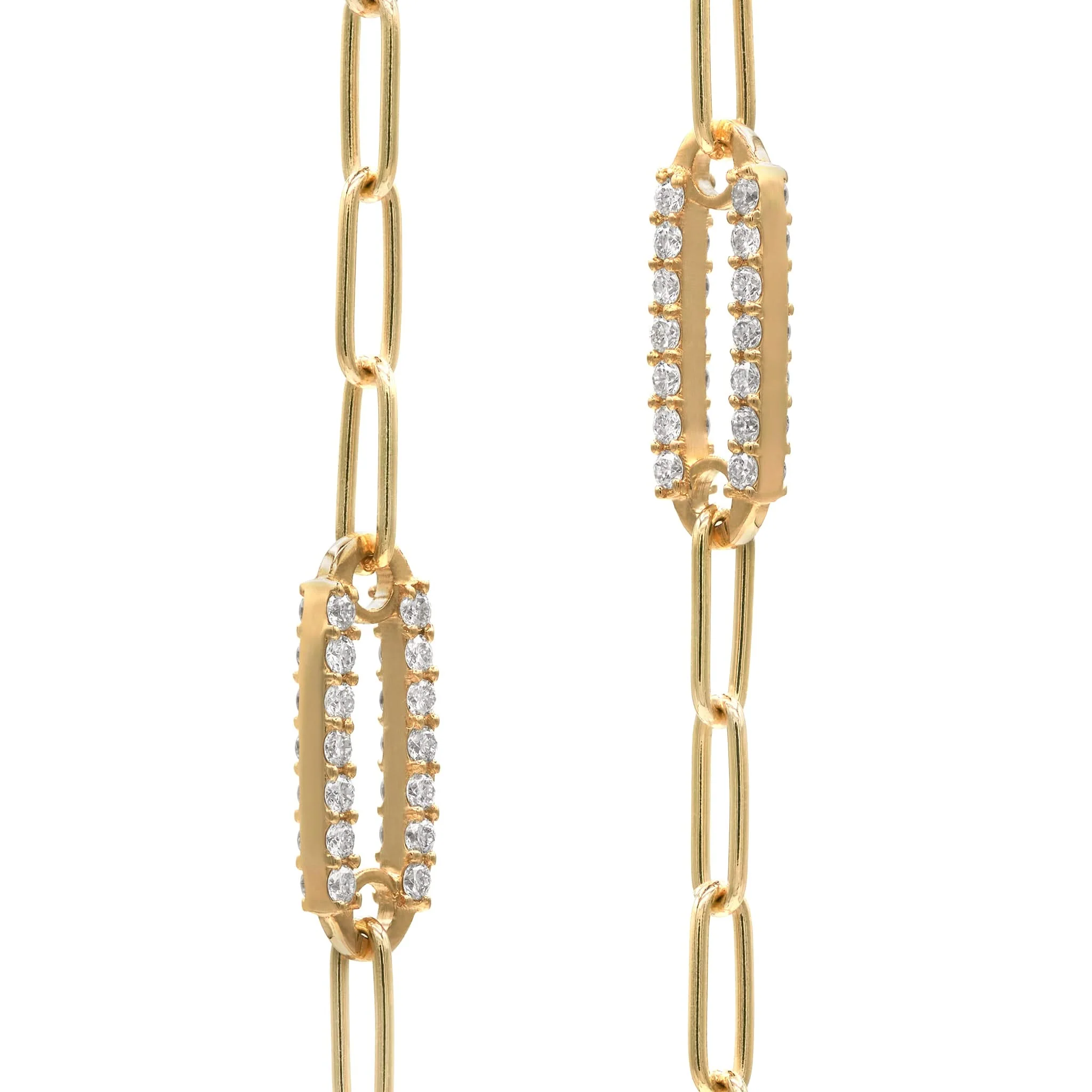 Adelaide 5 Pavé White Topaz Link Necklace in 14k Gold (April) - Image 4