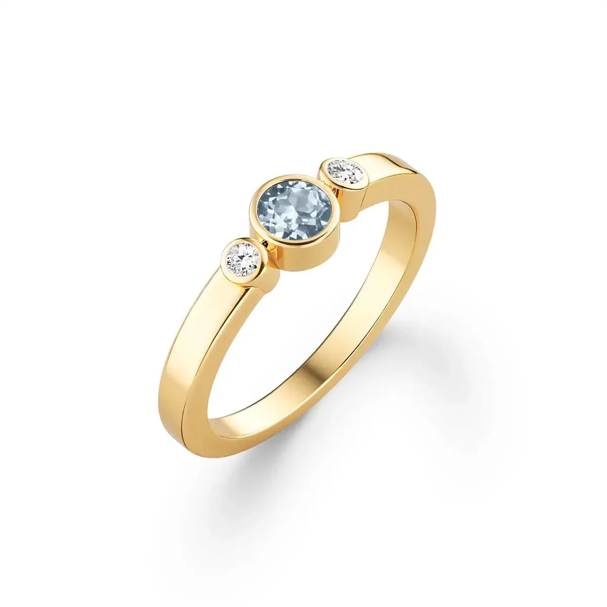 Barrington Aquamarine Ring with Diamond Side Stones in 14k Gold (March) - Image 4