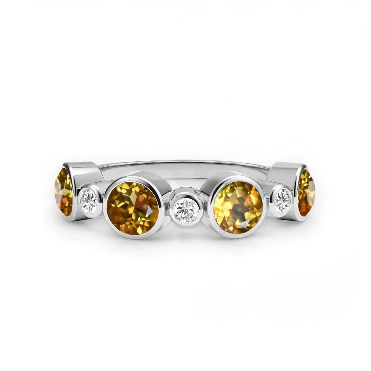 Barrington Citrine Band Ring with Diamonds in 14k Gold (November) - Image 5