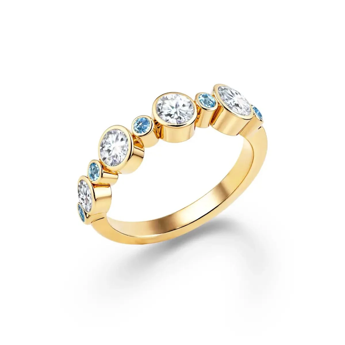 Barrington Diamond Band Ring with Nantucket Blue Topaz in 14k Gold (December) - Image 4