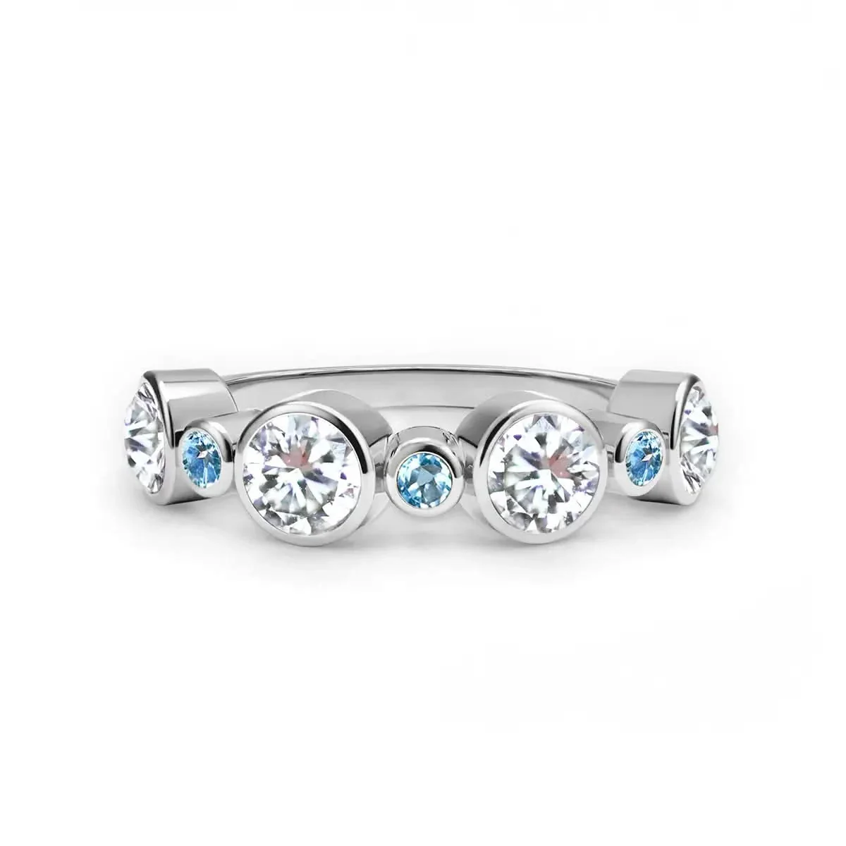 Barrington Diamond Band Ring with Nantucket Blue Topaz in 14k Gold (December) - Image 7