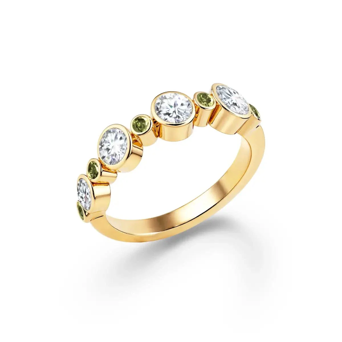 Barrington Diamond Band Ring with Peridots in 14k Gold (August) - Image 4