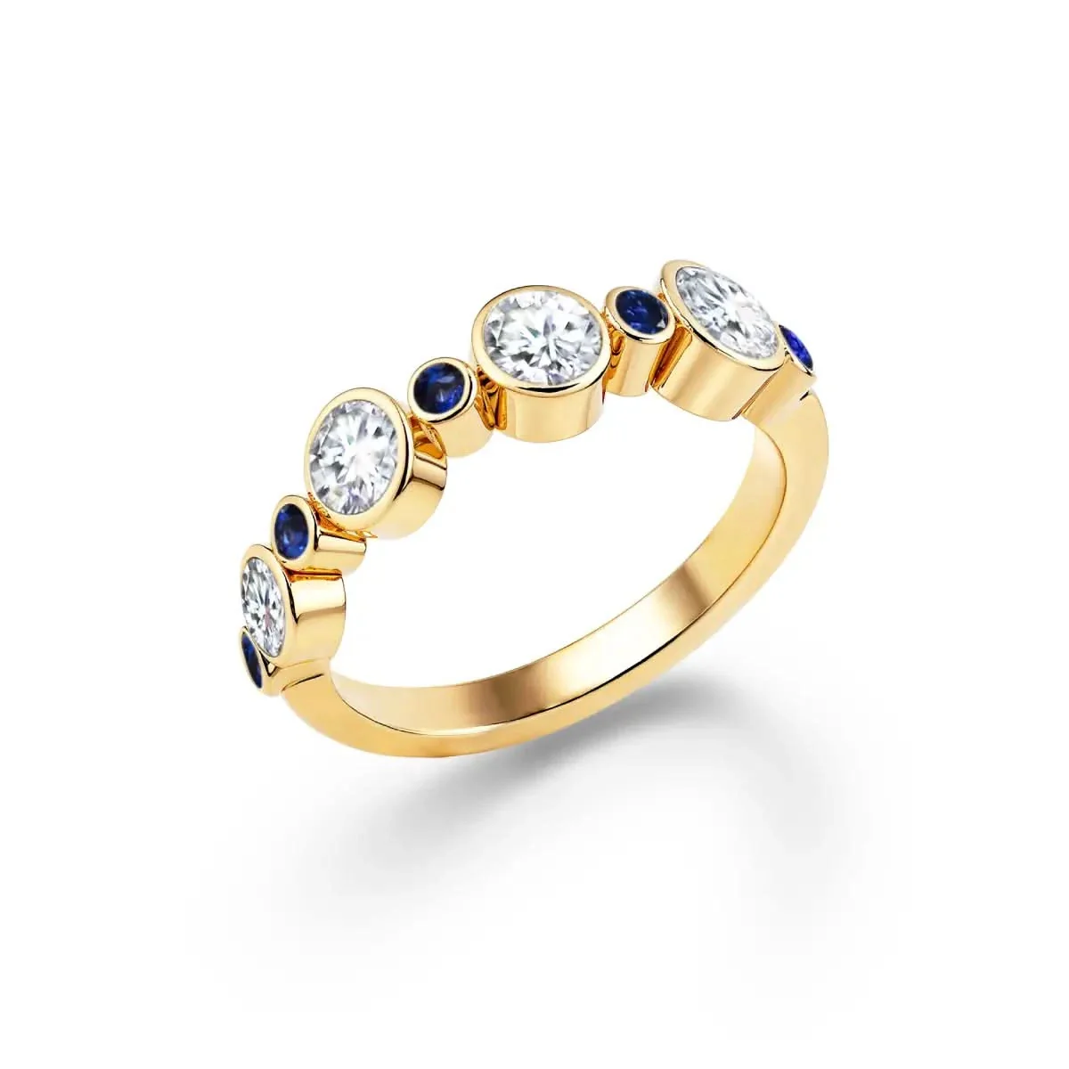 Barrington Diamond Band Ring with Sapphires in 14k Gold (September) - Image 4
