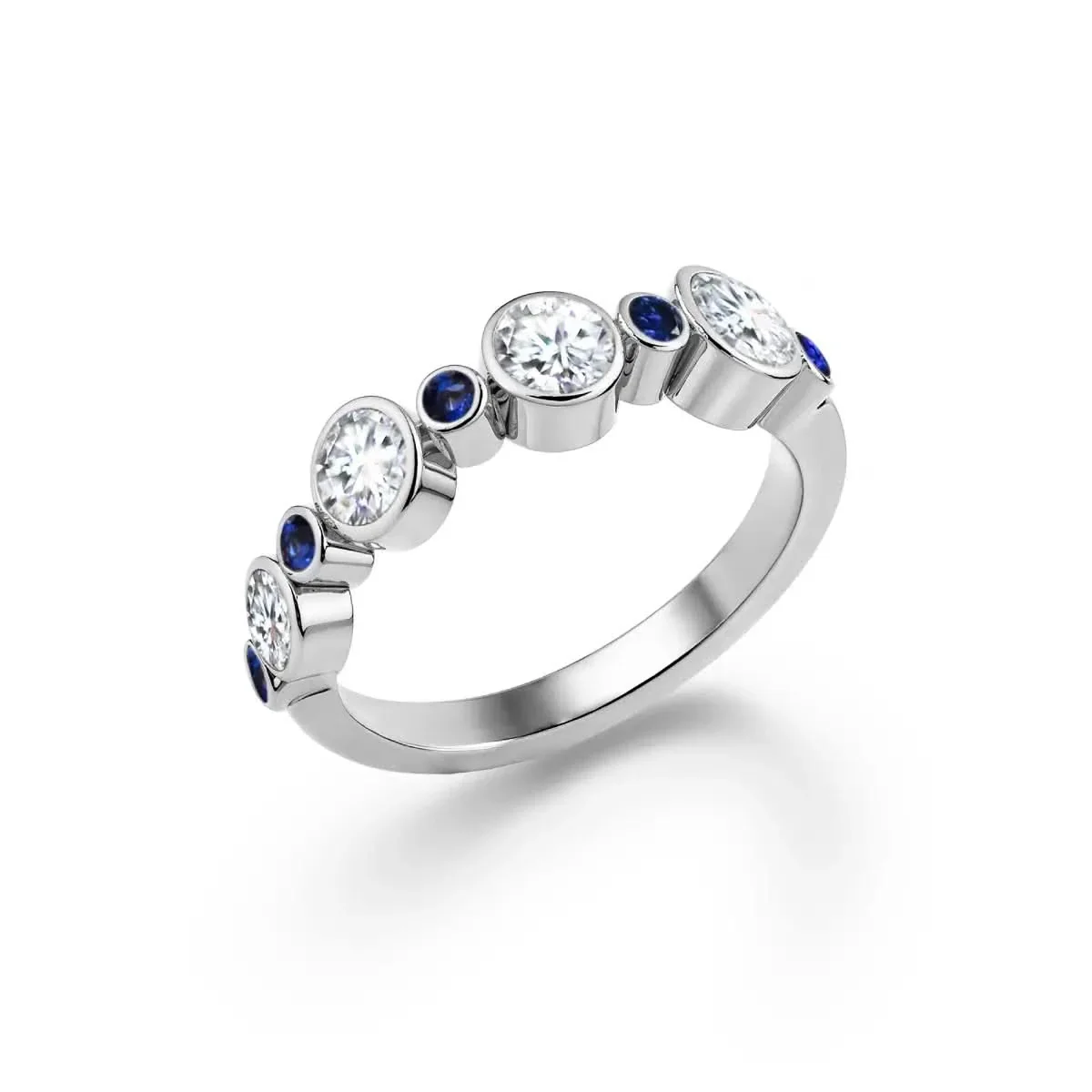 Barrington Diamond Band Ring with Sapphires in 14k Gold (September) - Image 7