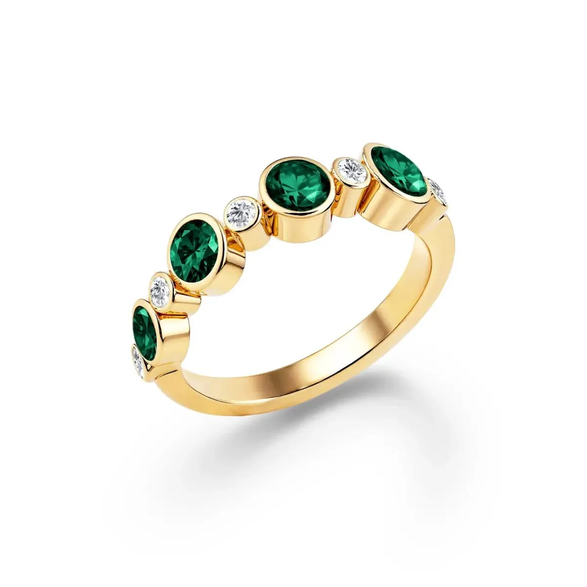 Barrington Emerald Band Ring with Diamonds in 14k Gold (May) - Image 4
