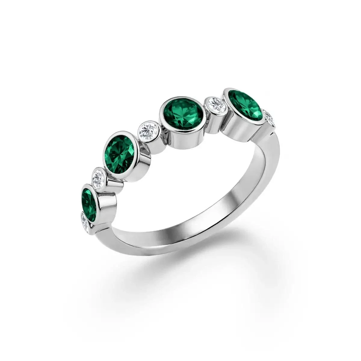 Barrington Emerald Band Ring with Diamonds in 14k Gold (May) - Image 7