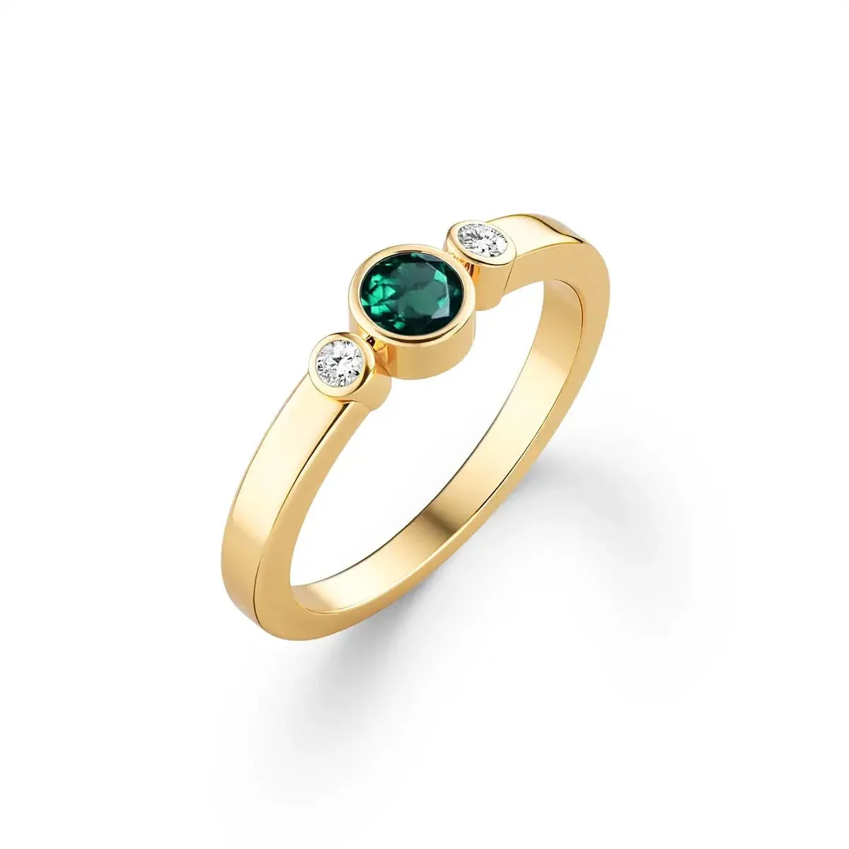 Barrington Emerald Ring with Diamond Side Stones in 14k Gold (May) - Image 4