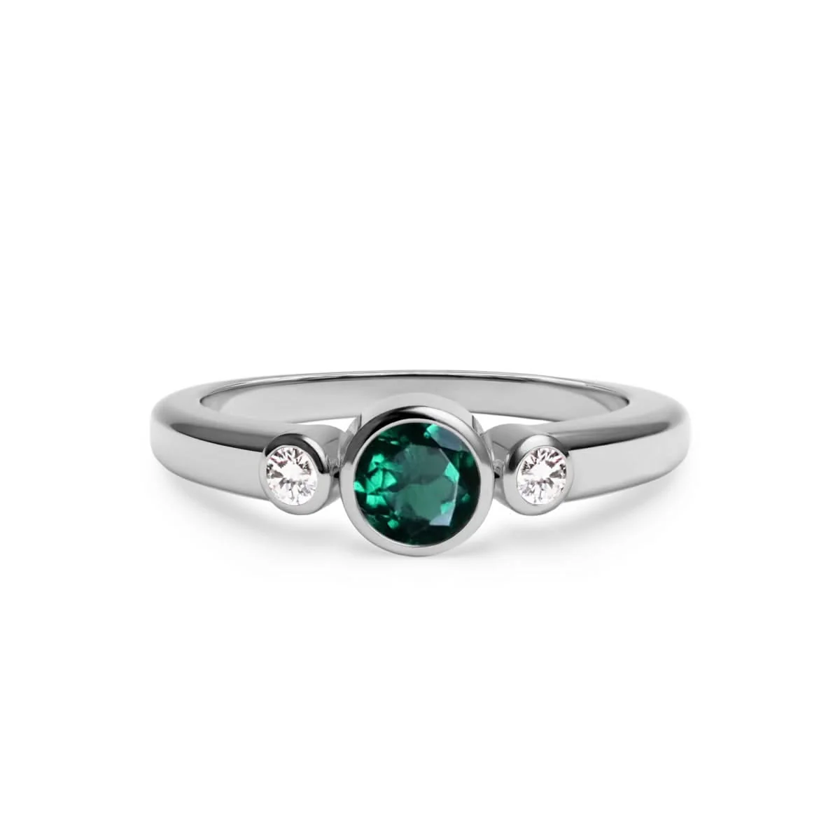 Barrington Emerald Ring with Diamond Side Stones in 14k Gold (May) - Image 5