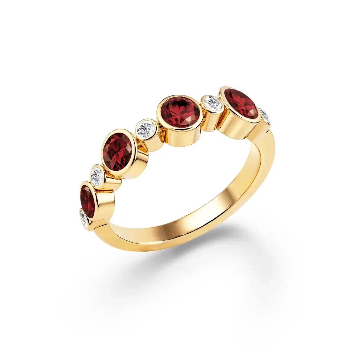 Barrington Garnet Band Ring with Diamonds in 14k Gold (January) - Image 4