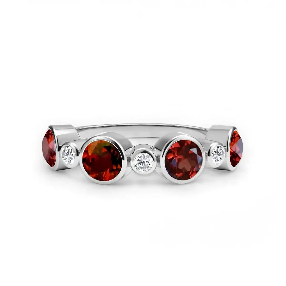 Barrington Garnet Band Ring with Diamonds in 14k Gold (January) - Image 5