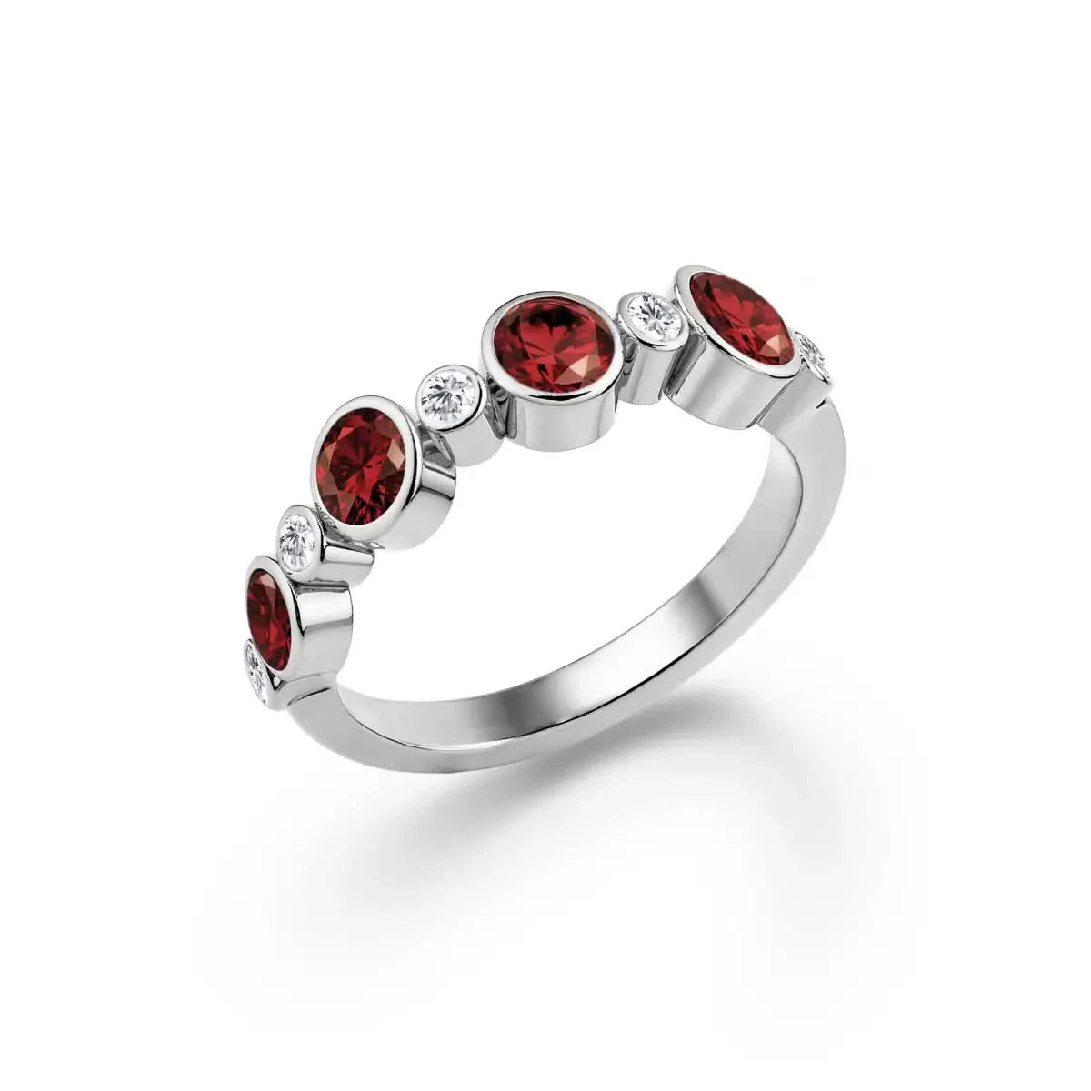 Barrington Garnet Band Ring with Diamonds in 14k Gold (January) - Image 7