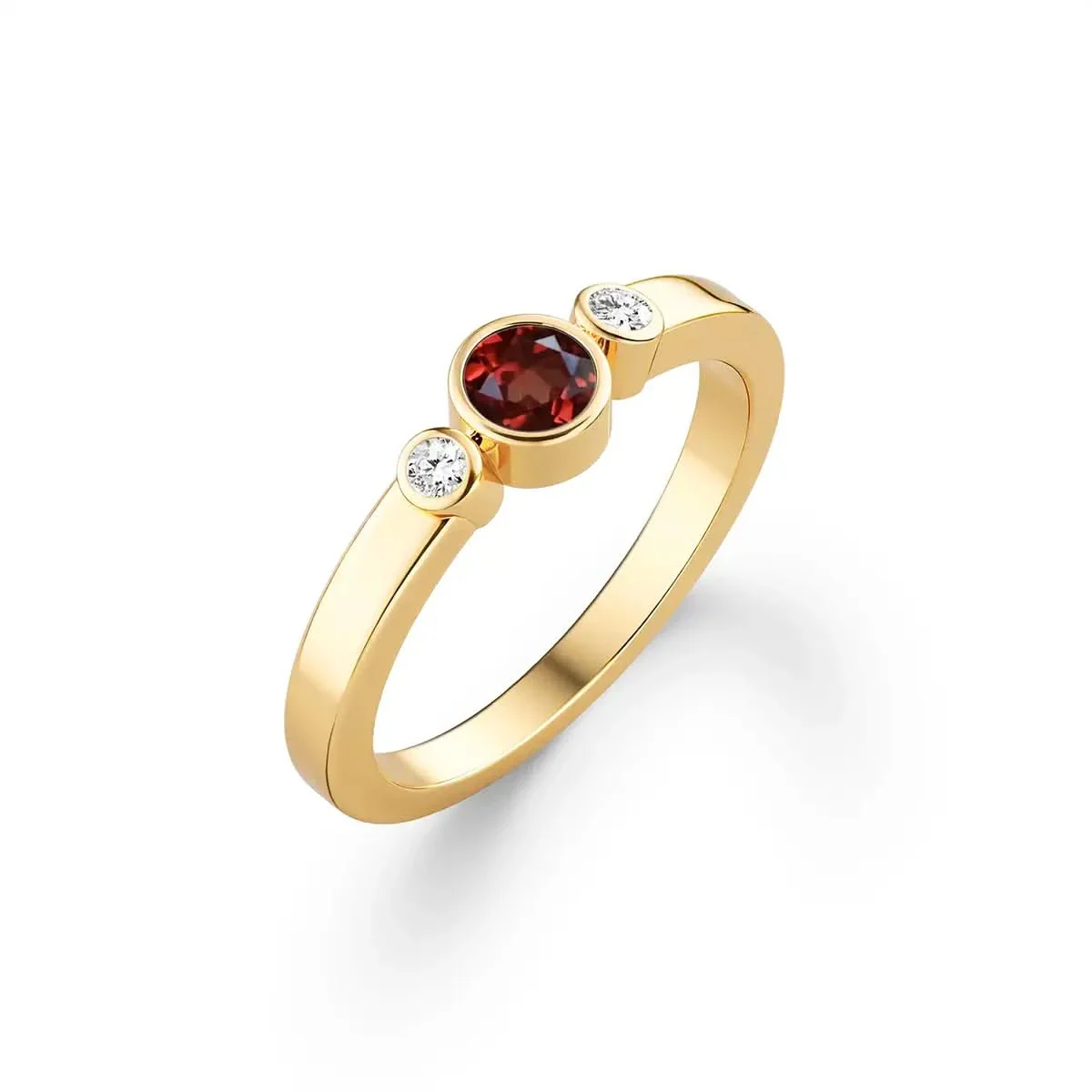 Barrington Garnet Ring with Diamond Side Stones in 14k Gold (January) - Image 4