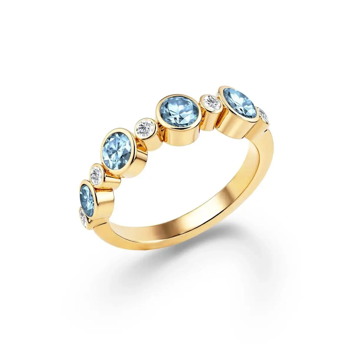Barrington Nantucket Blue Topaz Band Ring with Diamonds in 14k Gold (December) - Image 4