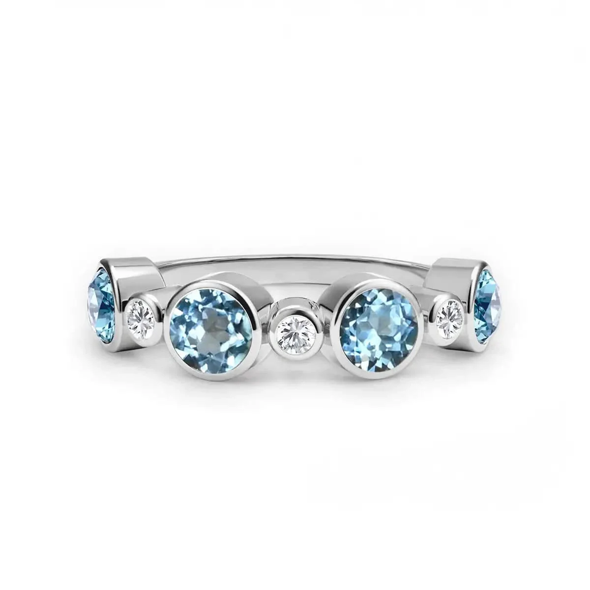Barrington Nantucket Blue Topaz Band Ring with Diamonds in 14k Gold (December) - Image 5