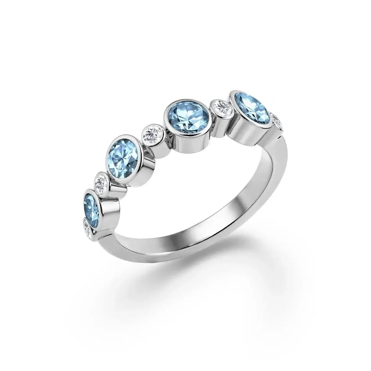 Barrington Nantucket Blue Topaz Band Ring with Diamonds in 14k Gold (December) - Image 7