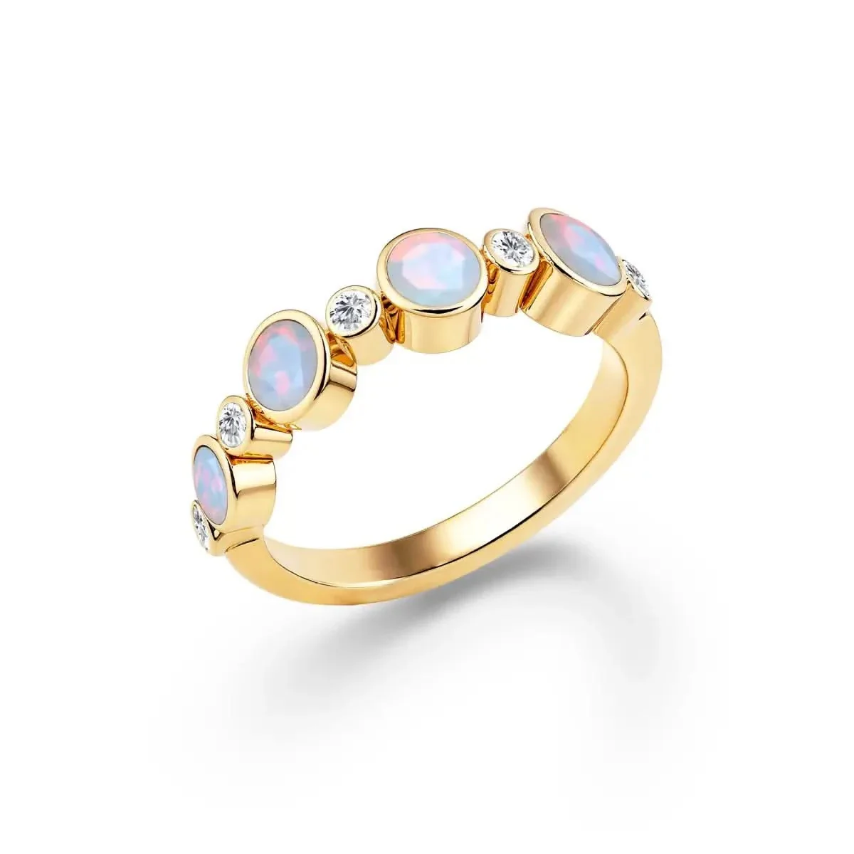Barrington Opal Band Ring with Diamonds in 14k Gold (October) - Image 4