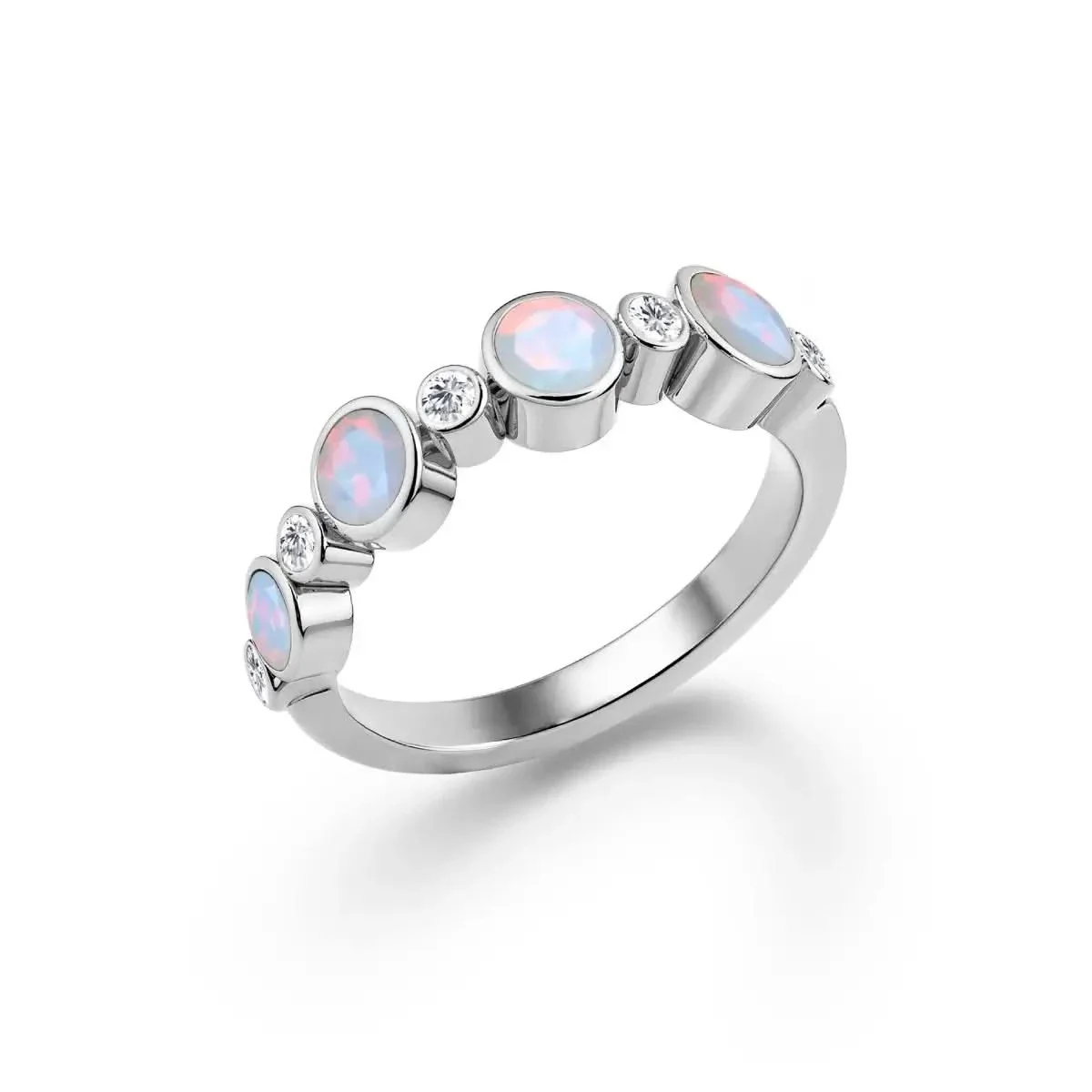 Barrington Opal Band Ring with Diamonds in 14k Gold (October) - Image 8