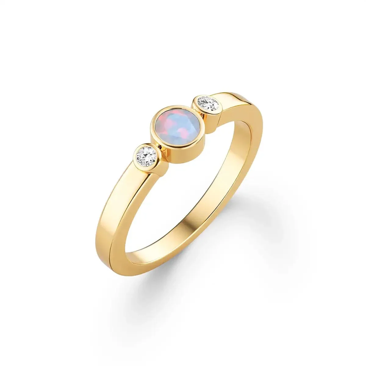 Barrington Opal Ring with Diamond Side Stones in 14k Gold (October) - Image 4
