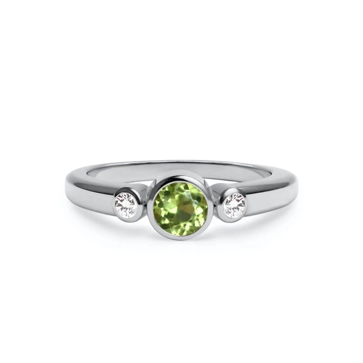 Barrington Peridot Ring with Diamond Side Stones in 14k Gold (August) - Image 5