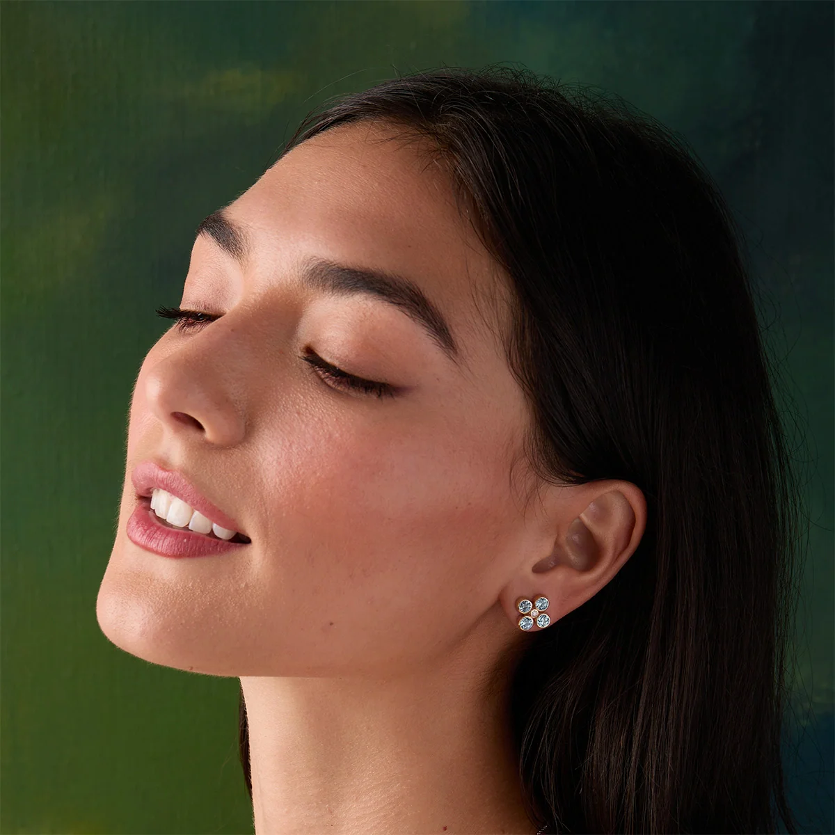 Barrington Quatrefoil Aquamarine & Diamond Earrings in 14k Gold (March) - Image 2