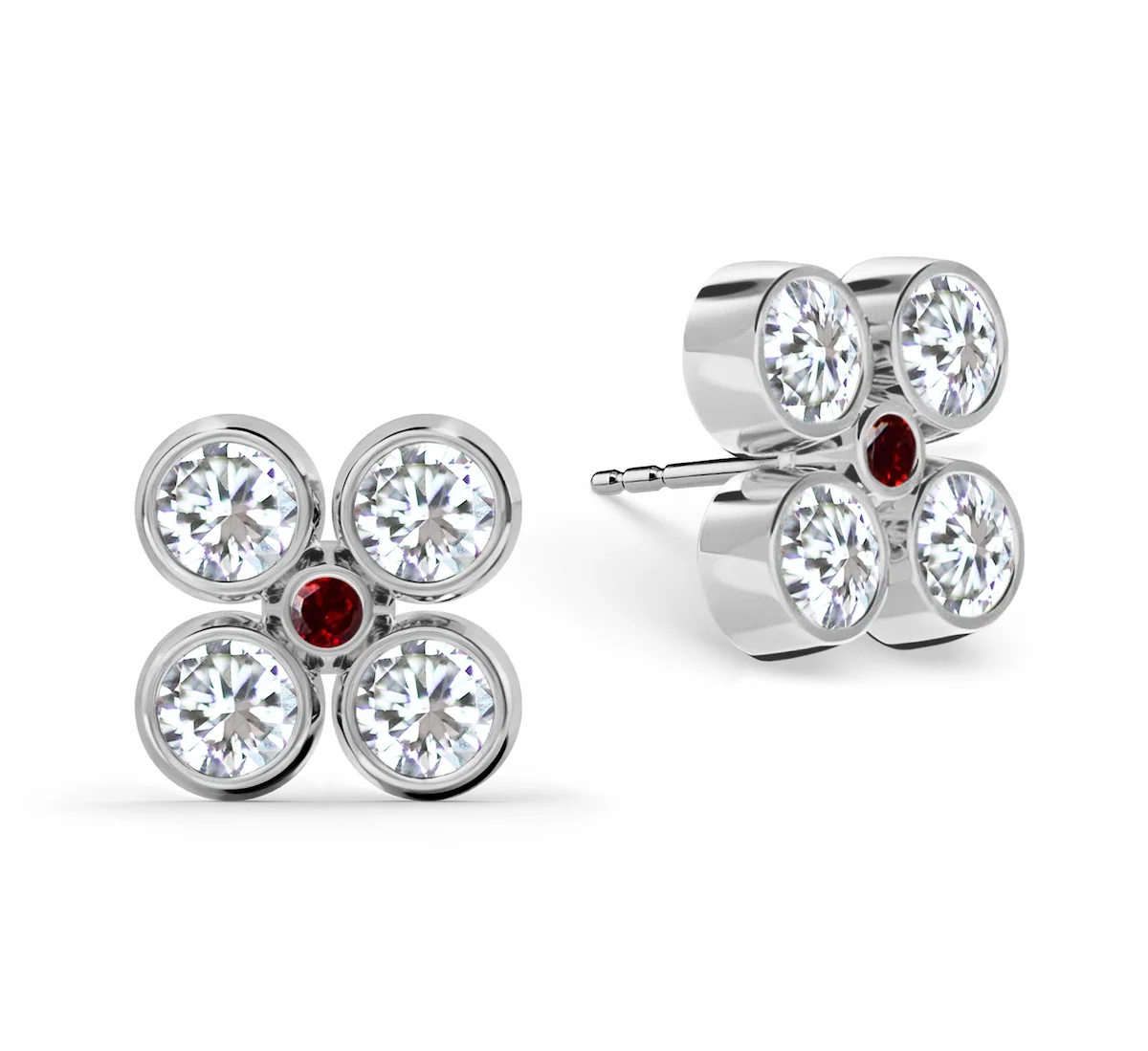 Barrington Quatrefoil Diamond & Garnet Earrings in 14k Gold (January) - Image 5