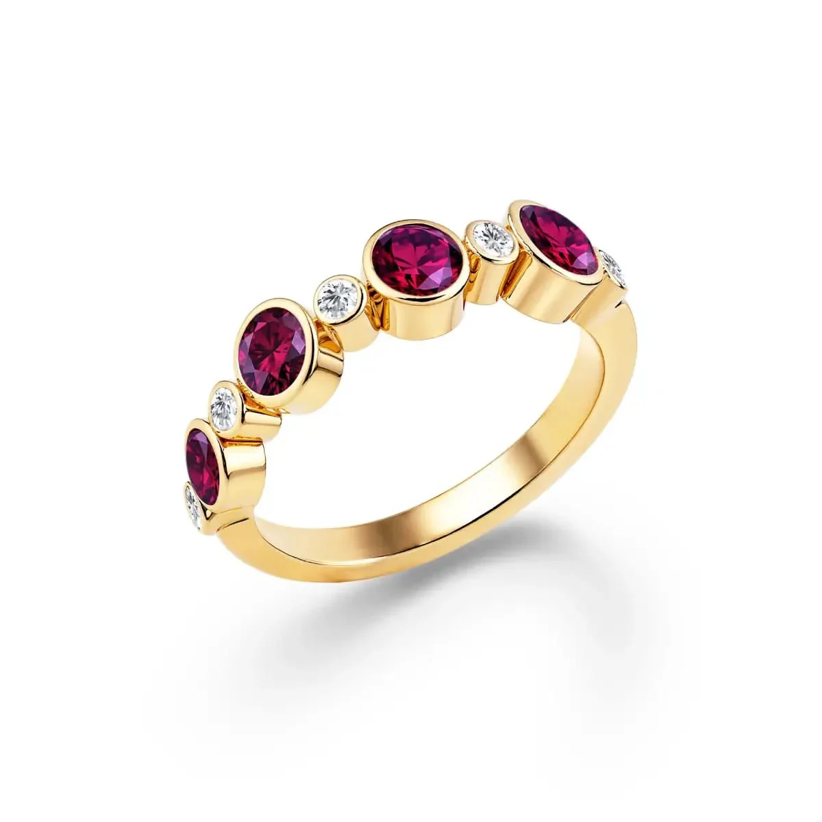 Barrington Ruby Band Ring with Diamonds in 14k Gold (July) - Image 4