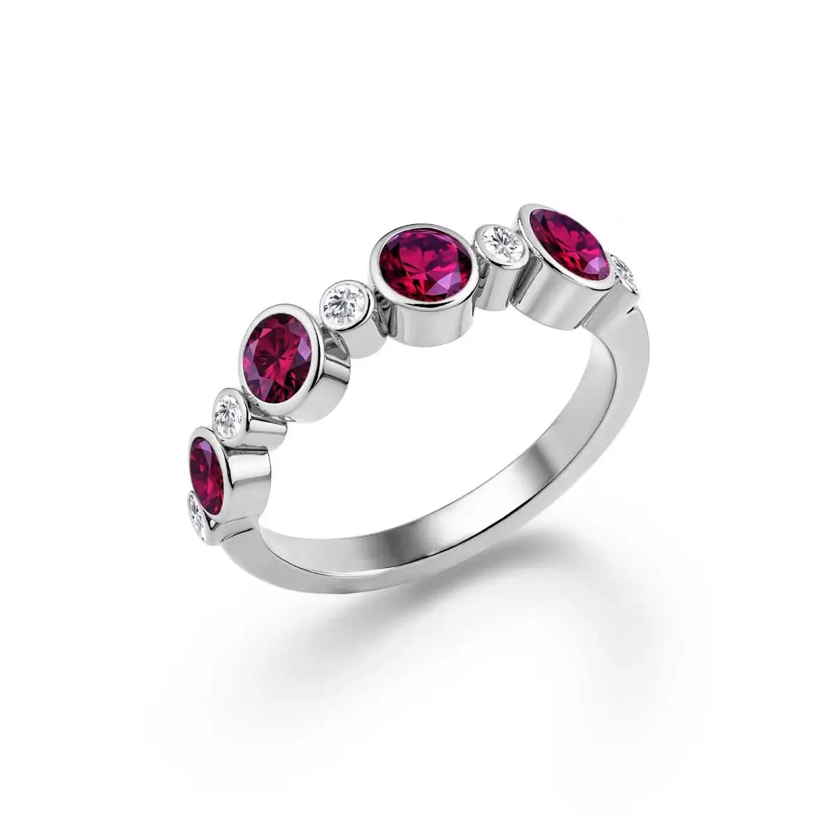 Barrington Ruby Band Ring with Diamonds in 14k Gold (July) - Image 7