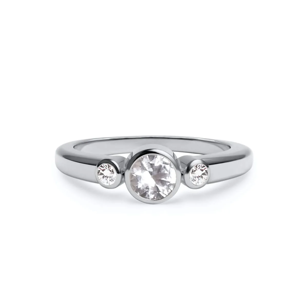 Barrington White Topaz Ring with Diamond Side Stones in 14k Gold (April) - Image 5