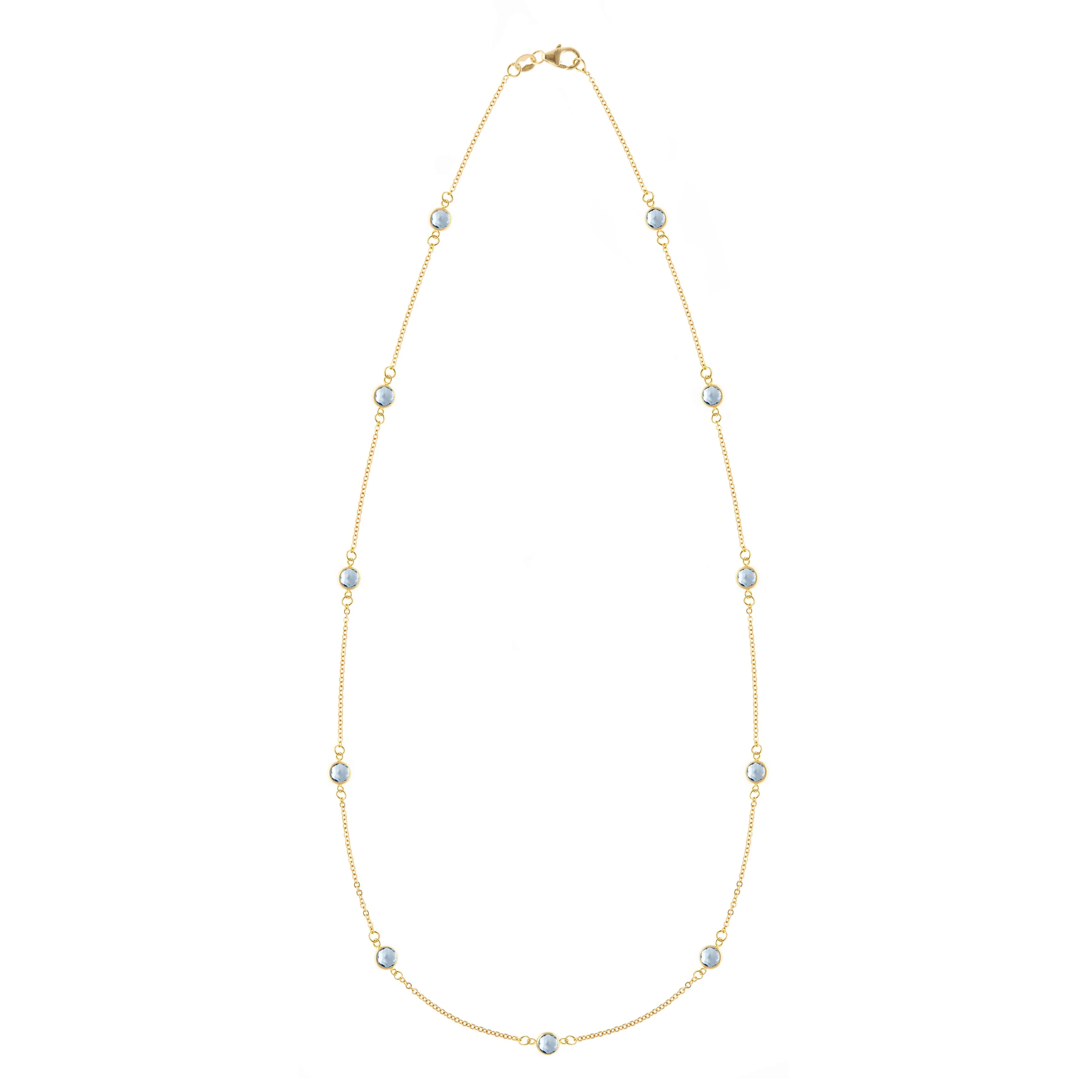 Bayberry 11 Aquamarine Necklace in 14k Gold (March)