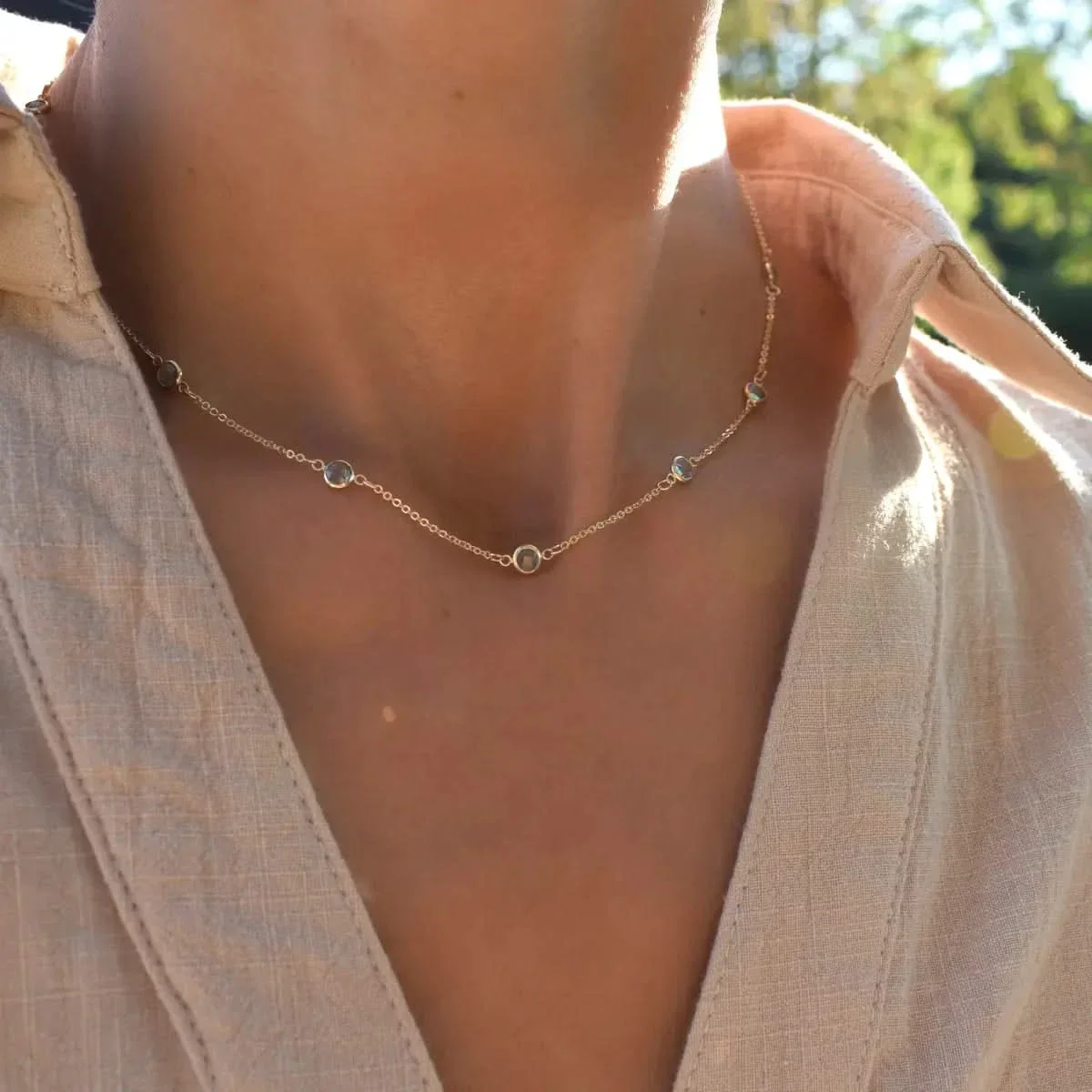 Bayberry 11 Aquamarine Necklace in 14k Gold (March) - Image 7