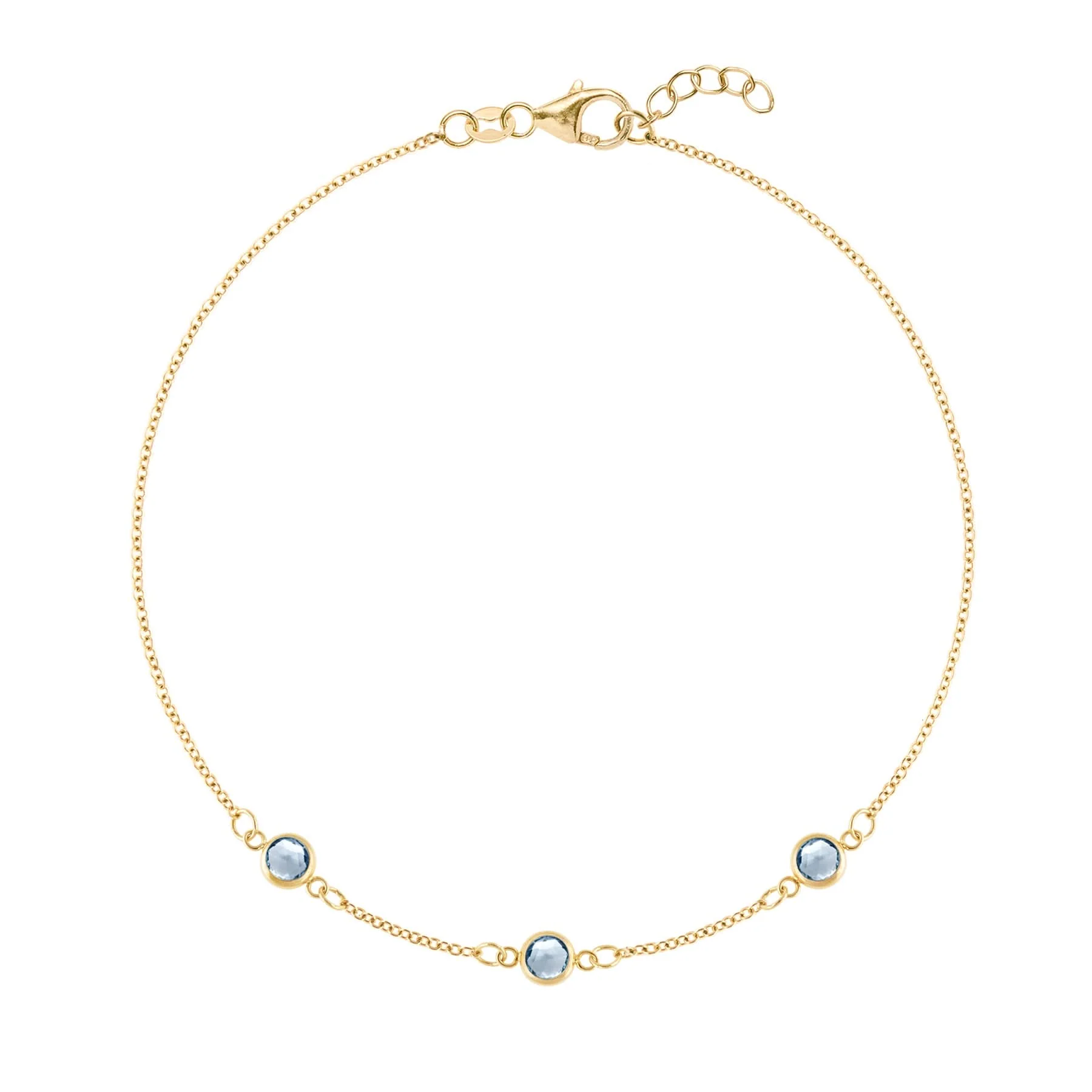 Bayberry 3 Aquamarine Bracelet in 14k Gold (March)