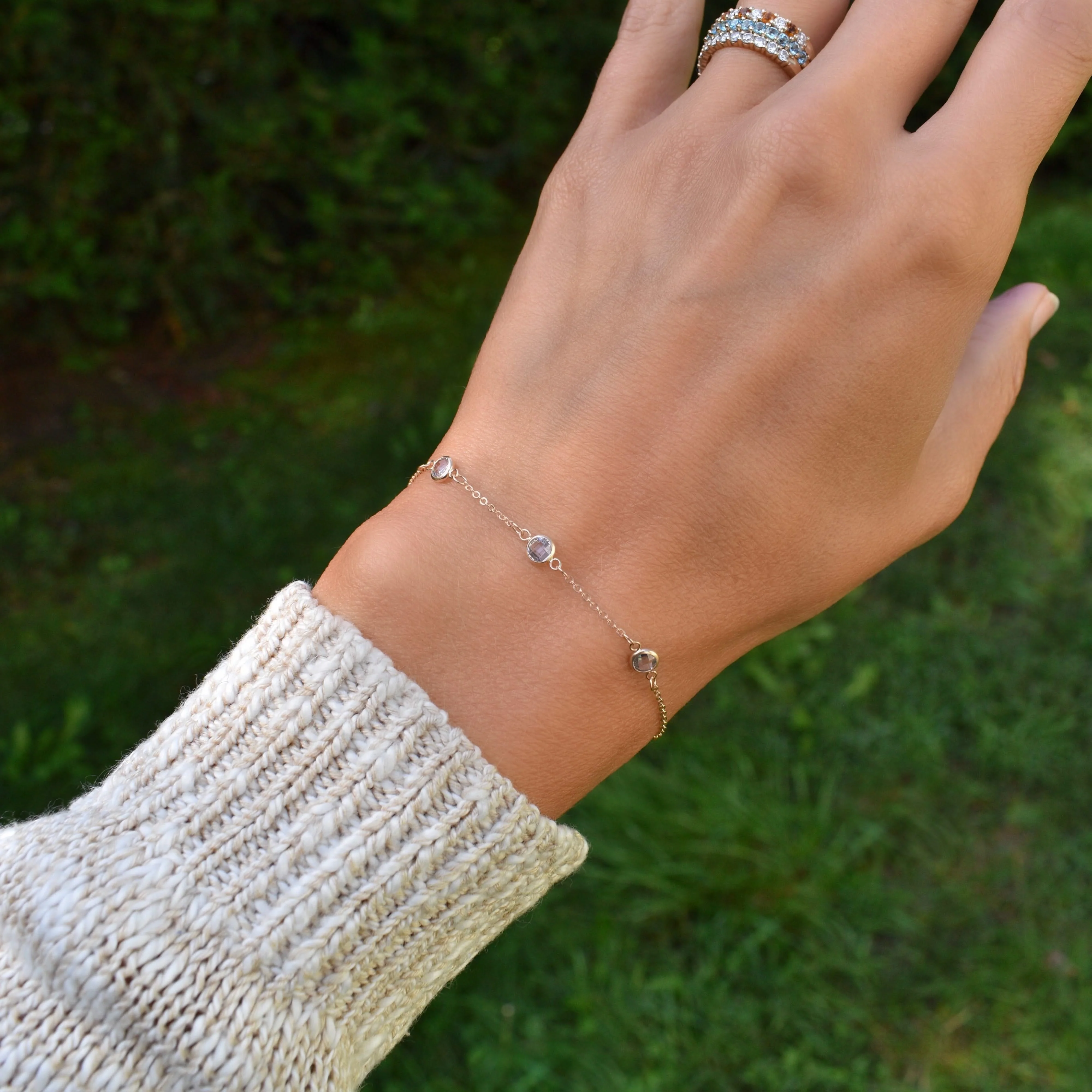 Bayberry 3 Aquamarine Bracelet in 14k Gold (March) - Image 10