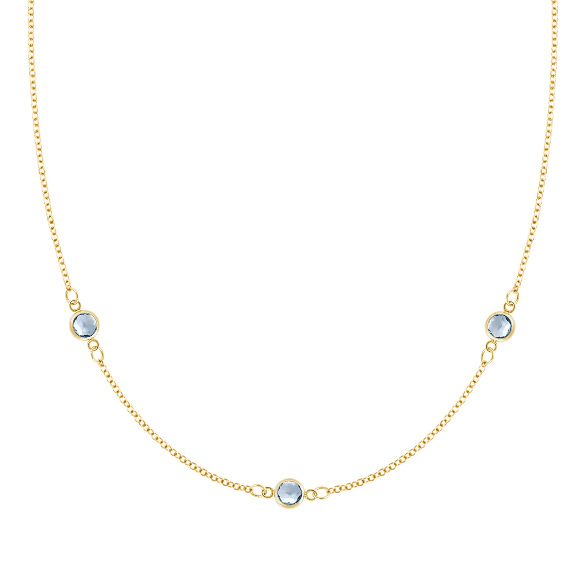 Bayberry 3 Aquamarine Necklace in 14k Gold (March)