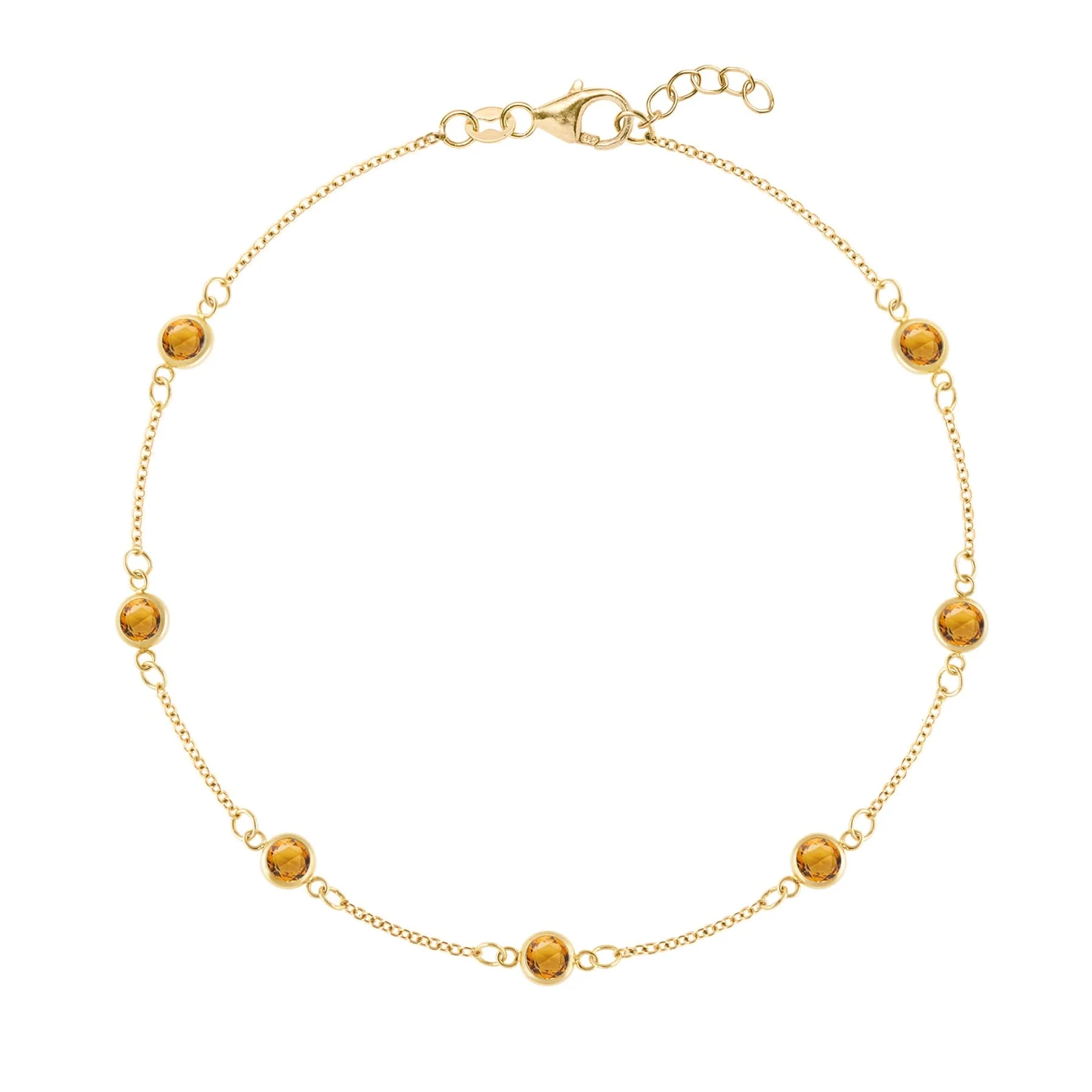 Bayberry 7 Citrine Bracelet in 14k Gold (November)