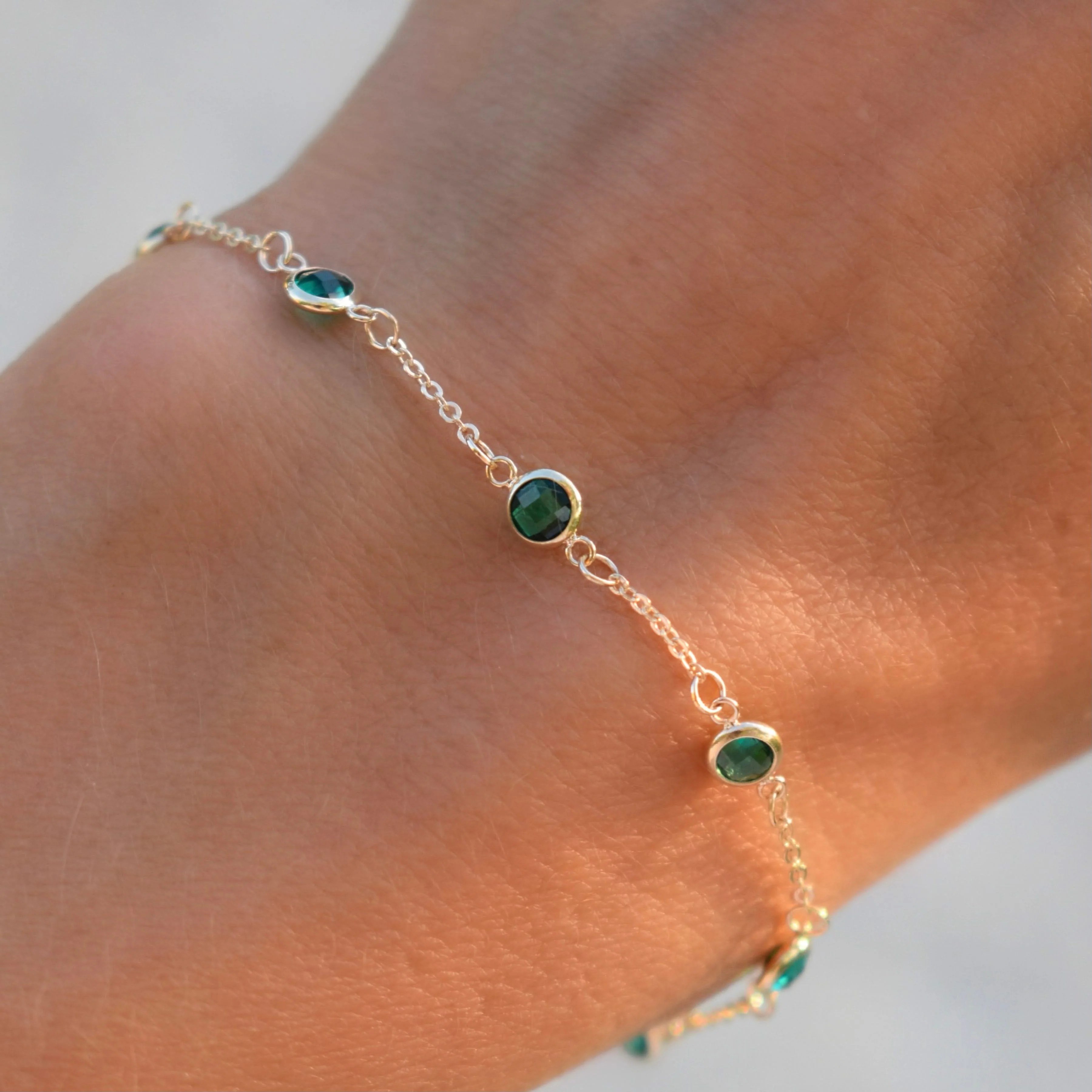 Bayberry 7 Emerald Bracelet in 14k Gold (May) - Image 8