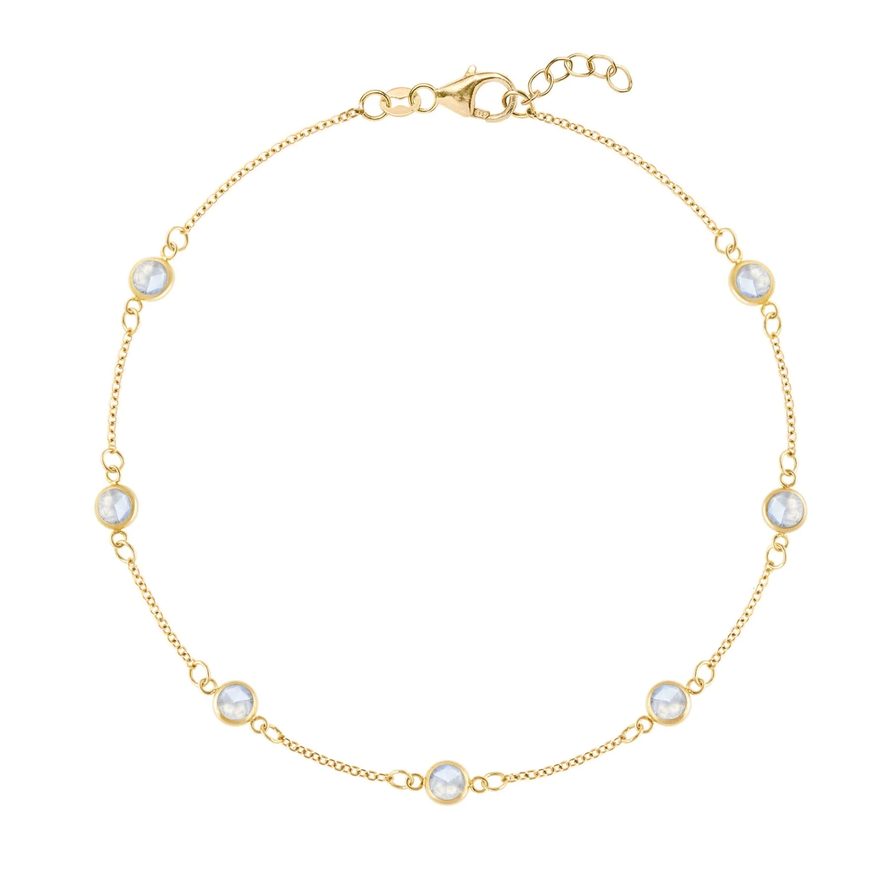 Bayberry 7 Moonstone Bracelet in 14k Gold (June)