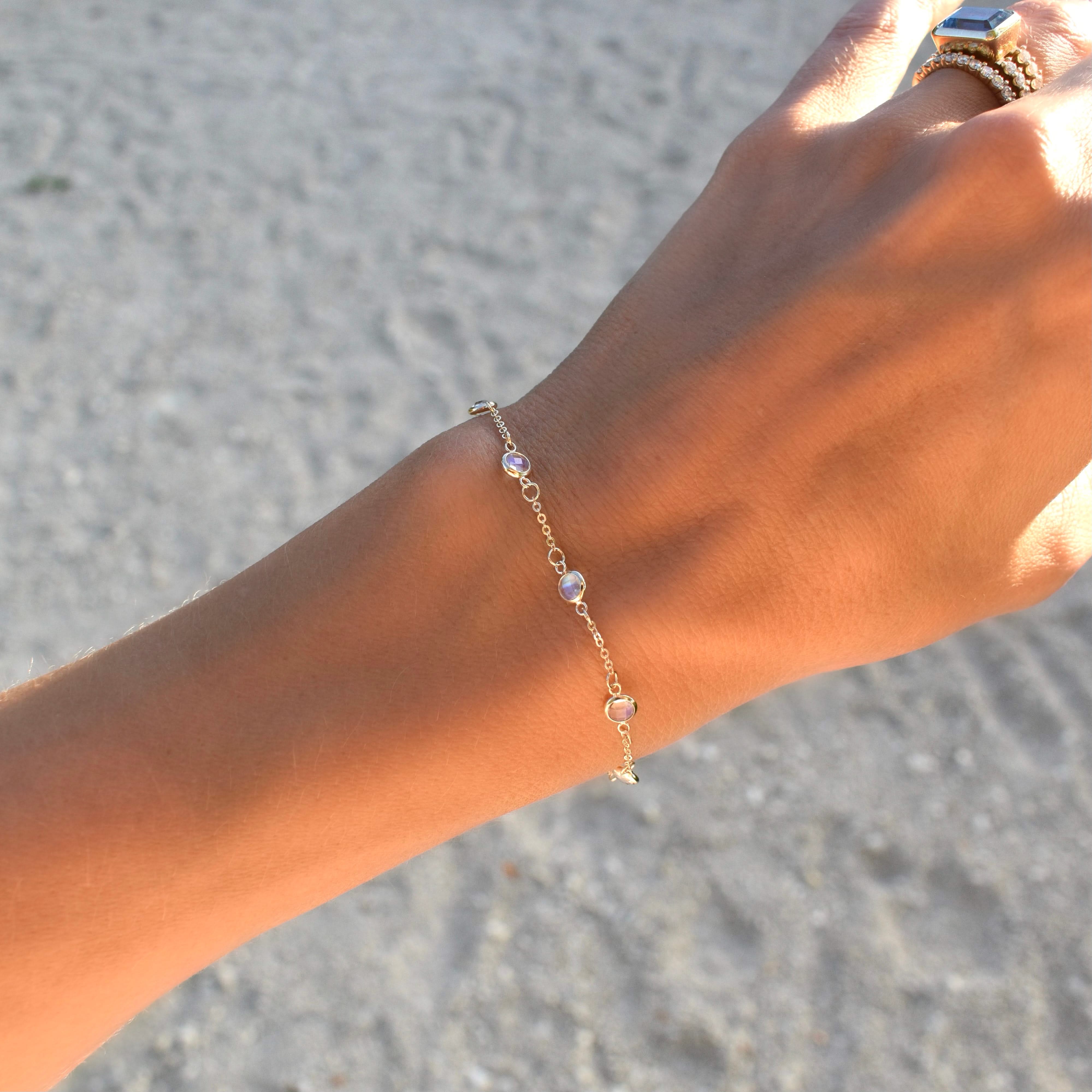Bayberry 7 Moonstone Bracelet in 14k Gold (June) - Image 10