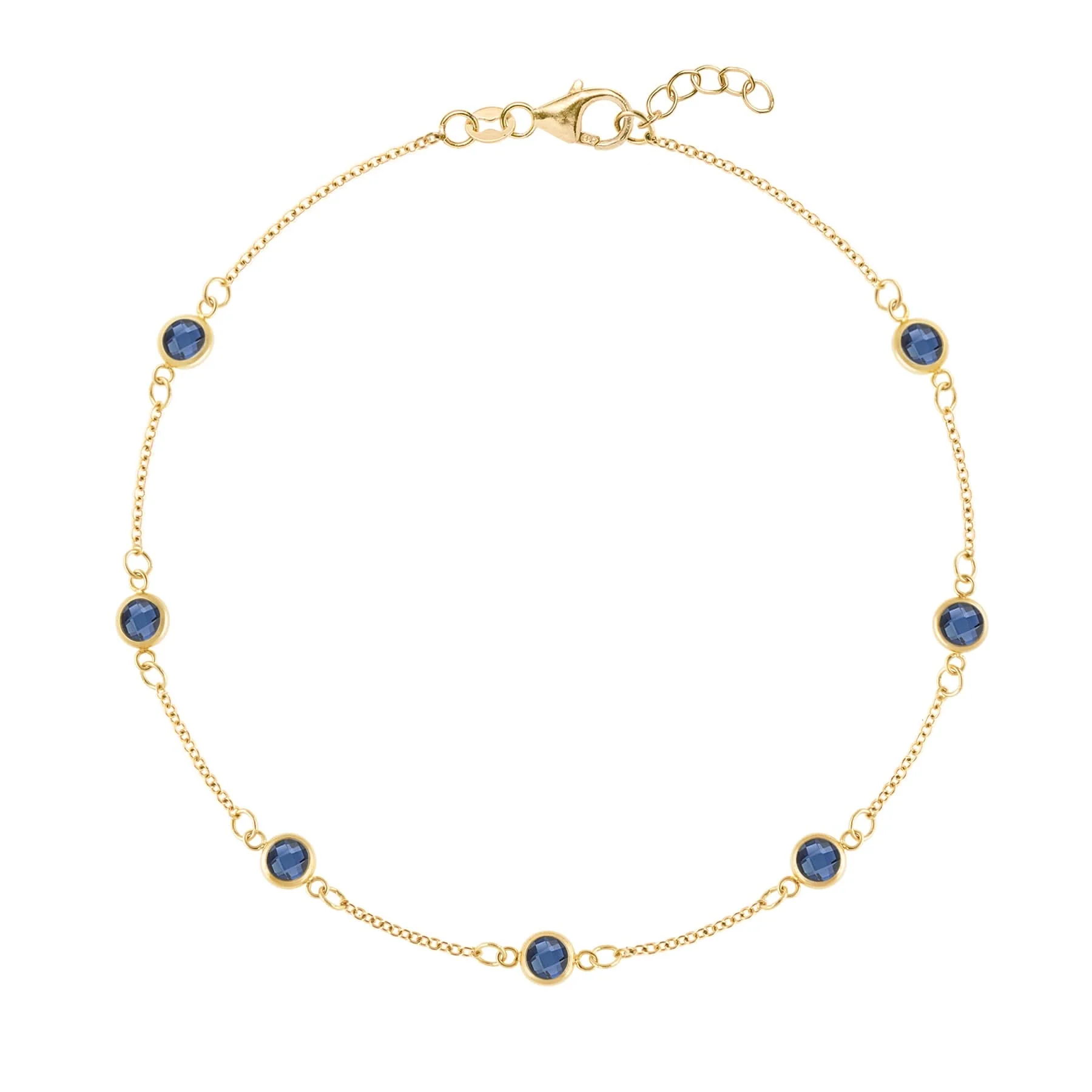 Bayberry 7 Sapphire Bracelet in 14k Gold (September)