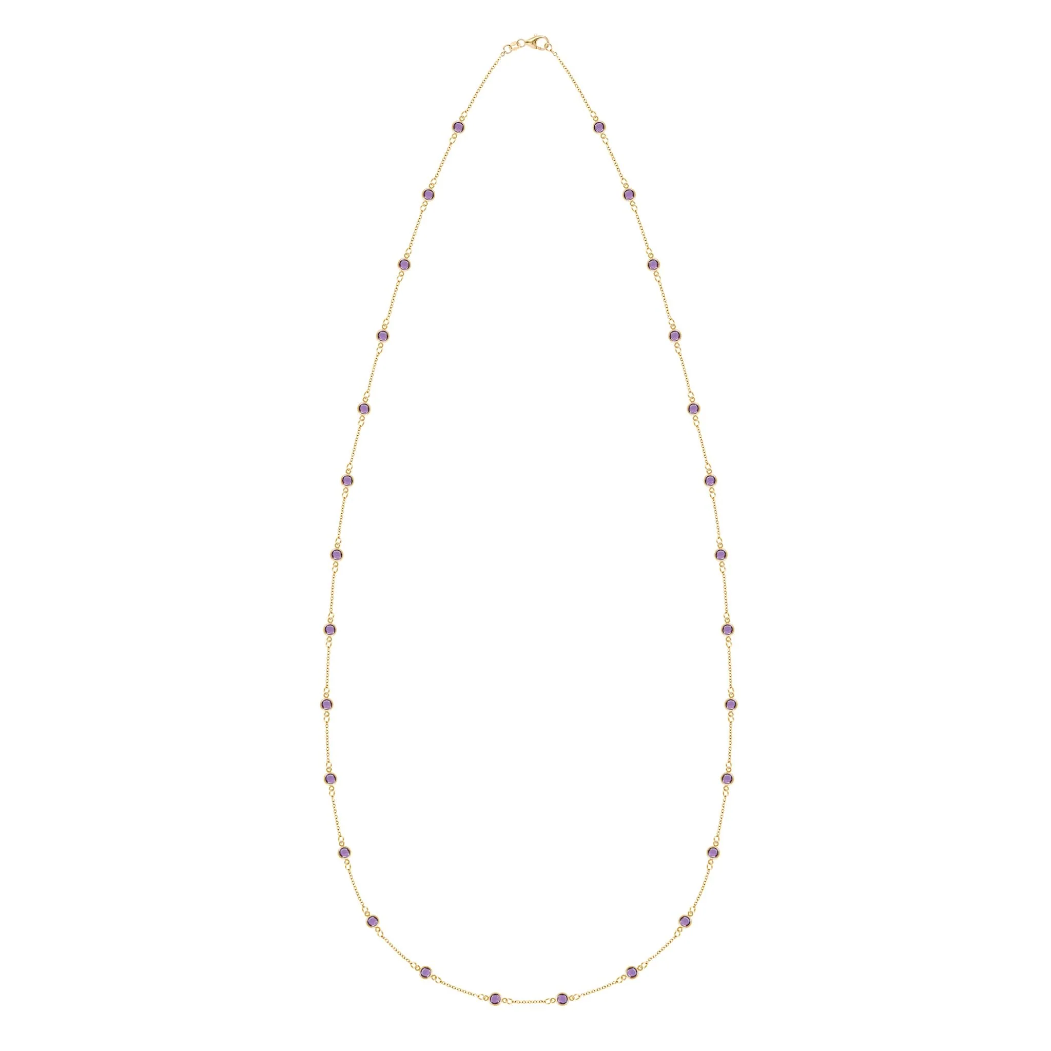 Bayberry Amethyst Long Necklace in 14k Gold (February) - Image 4